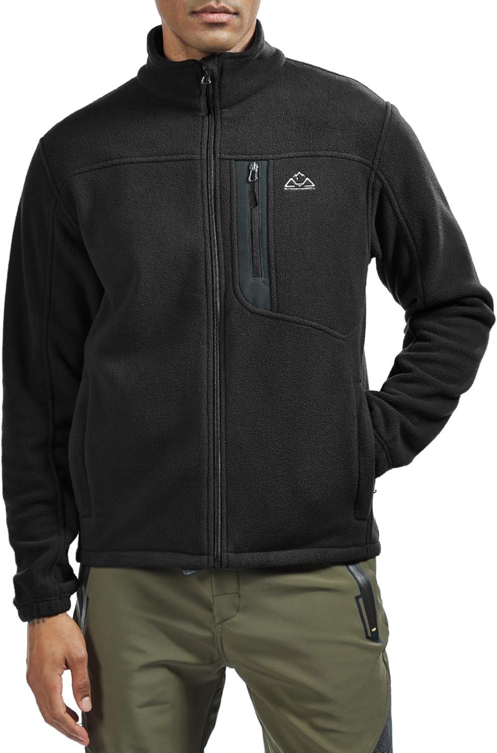 imageTBMPOY Mens Fleece Jackets Lightweight FullZip Fall Jacket Warm Winter Coats Outdoor Hiking with PocketsA1black