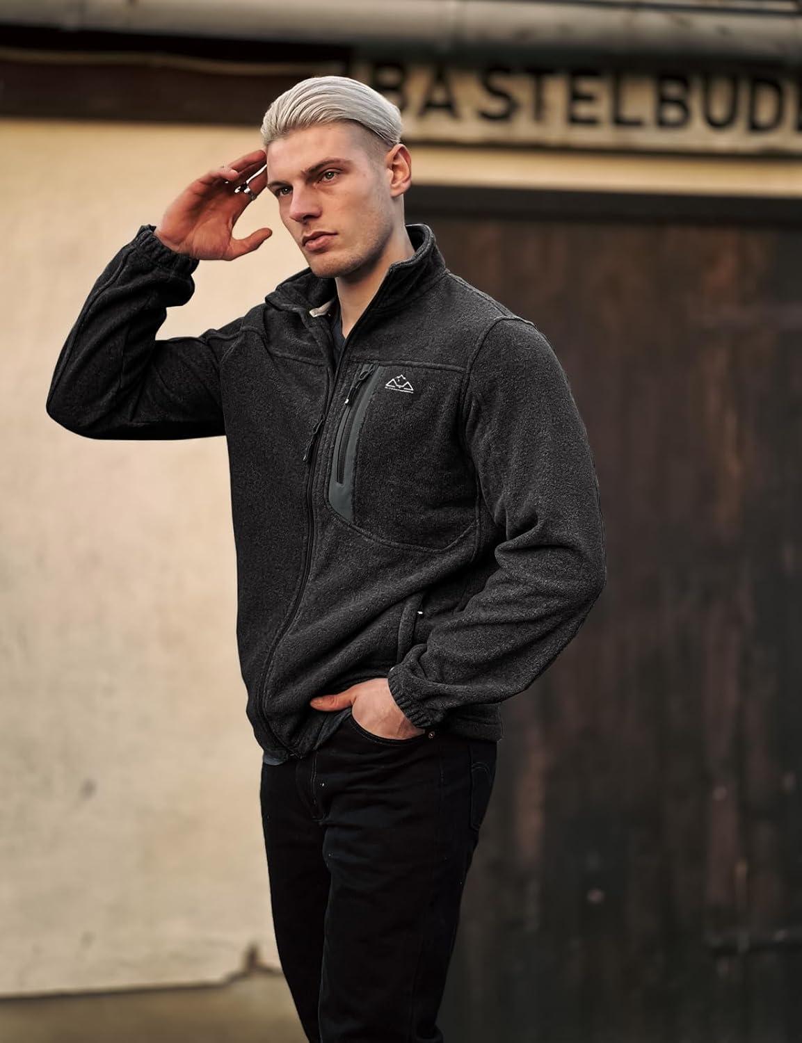 imageTBMPOY Mens Fleece Jackets Lightweight FullZip Fall Jacket Warm Winter Coats Outdoor Hiking with PocketsA1black