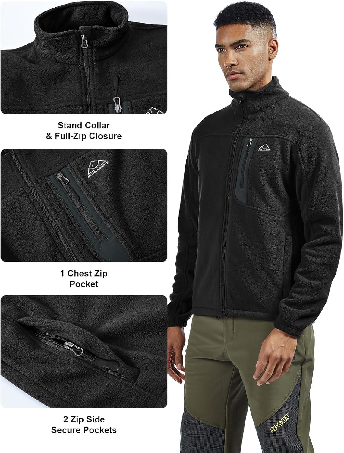 imageTBMPOY Mens Fleece Jackets Lightweight FullZip Fall Jacket Warm Winter Coats Outdoor Hiking with PocketsA1black