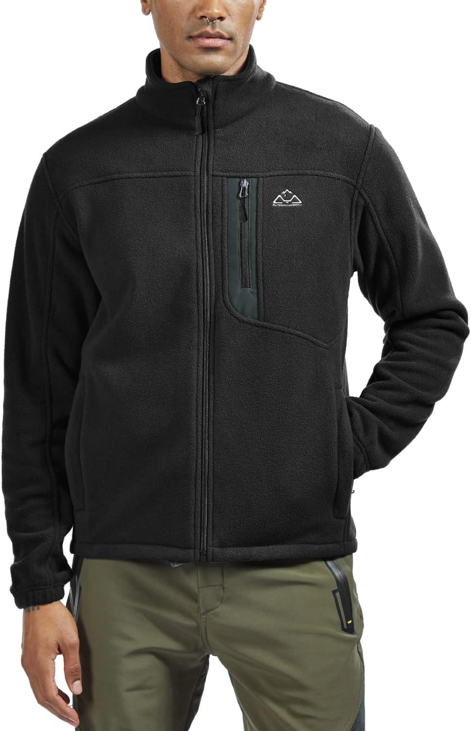 imageTBMPOY Mens Fleece Jackets Lightweight FullZip Fall Jacket Warm Winter Coats Outdoor Hiking with PocketsA1black