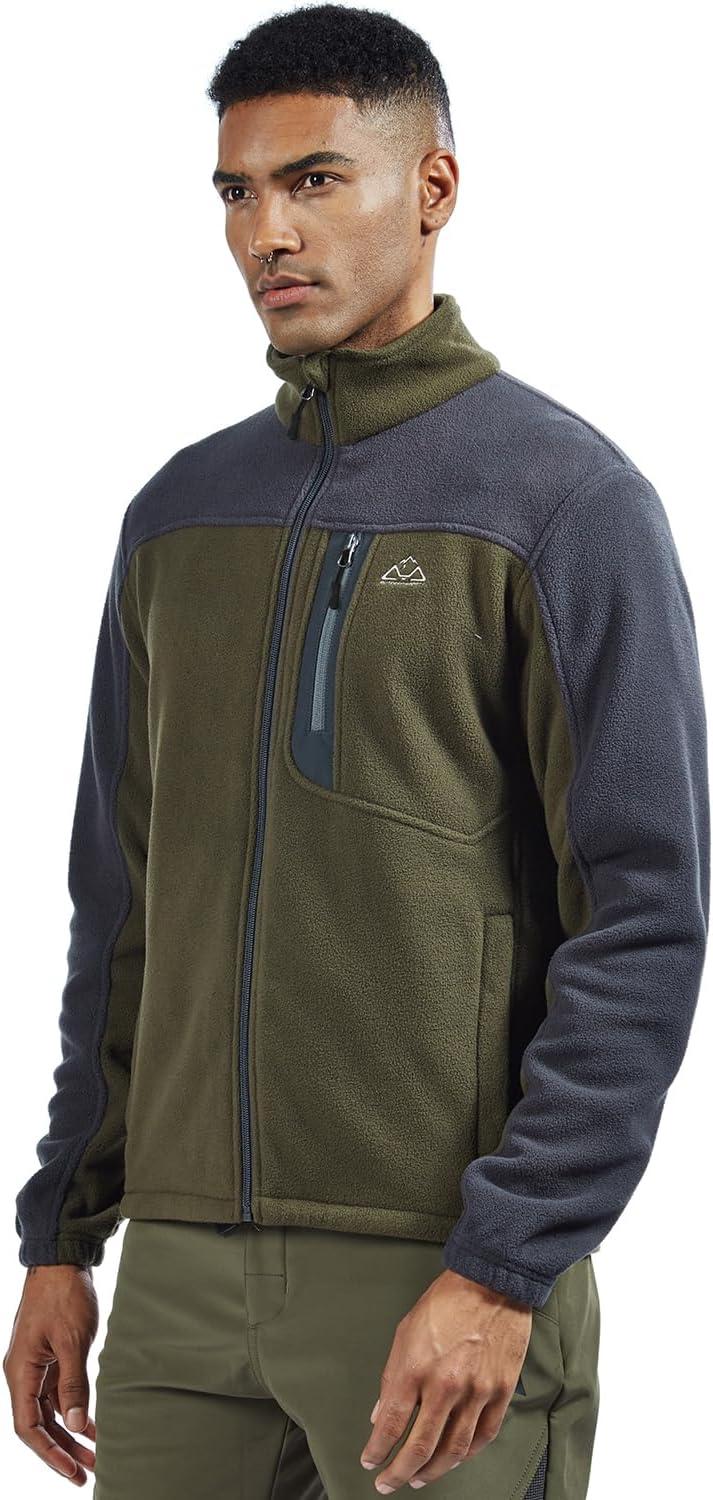 imageTBMPOY Mens Fleece Jackets Lightweight FullZip Fall Jacket Warm Winter Coats Outdoor Hiking with PocketsA2army GreenGray