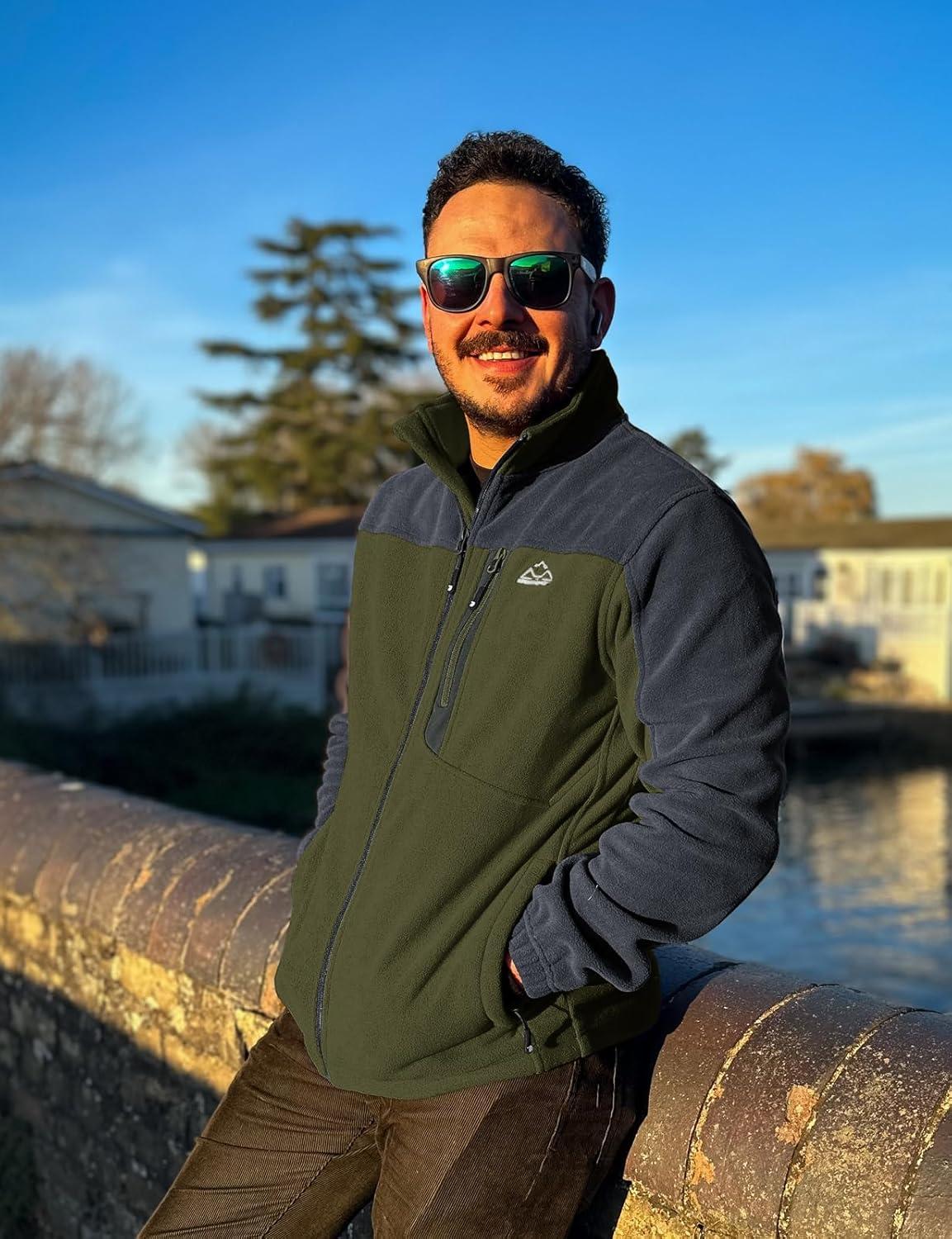 imageTBMPOY Mens Fleece Jackets Lightweight FullZip Fall Jacket Warm Winter Coats Outdoor Hiking with PocketsA2army GreenGray