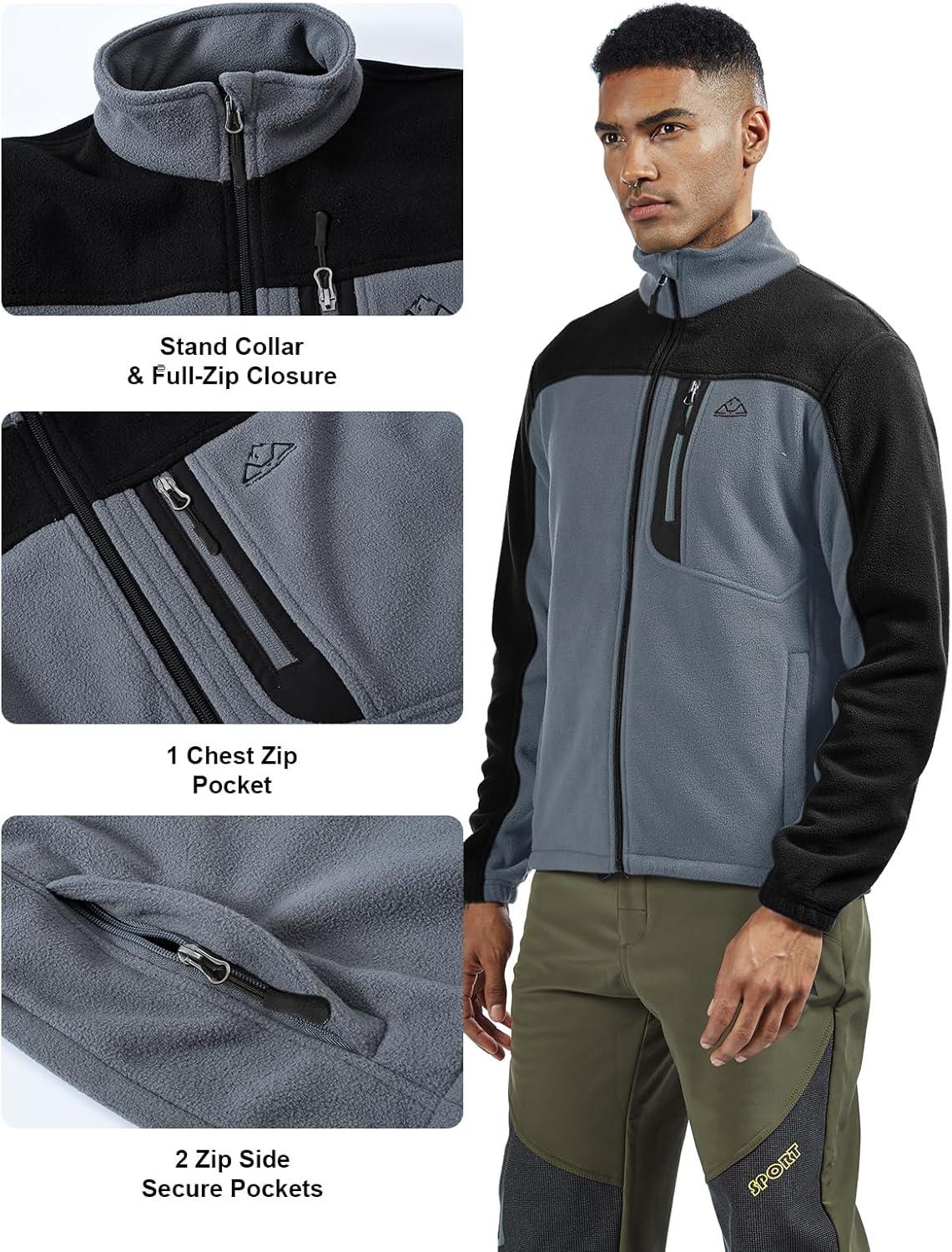 imageTBMPOY Mens Fleece Jackets Lightweight FullZip Fall Jacket Warm Winter Coats Outdoor Hiking with PocketsA3greyBlack