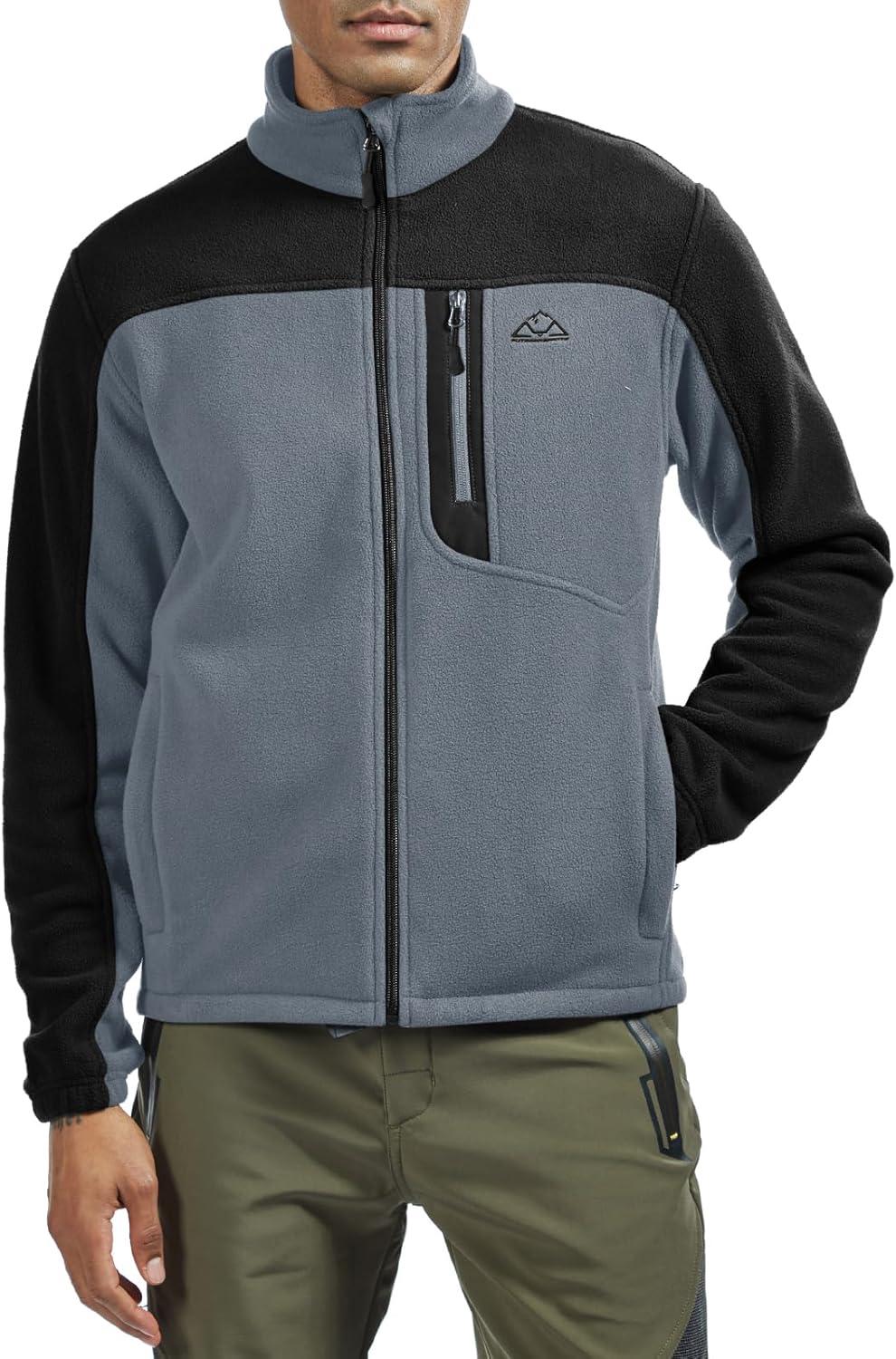 imageTBMPOY Mens Fleece Jackets Lightweight FullZip Fall Jacket Warm Winter Coats Outdoor Hiking with PocketsA3greyBlack