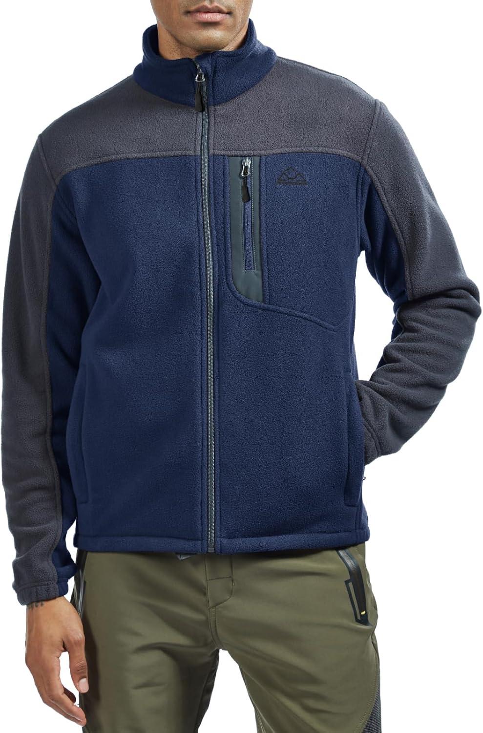 imageTBMPOY Mens Fleece Jackets Lightweight FullZip Fall Jacket Warm Winter Coats Outdoor Hiking with PocketsA4navyGray