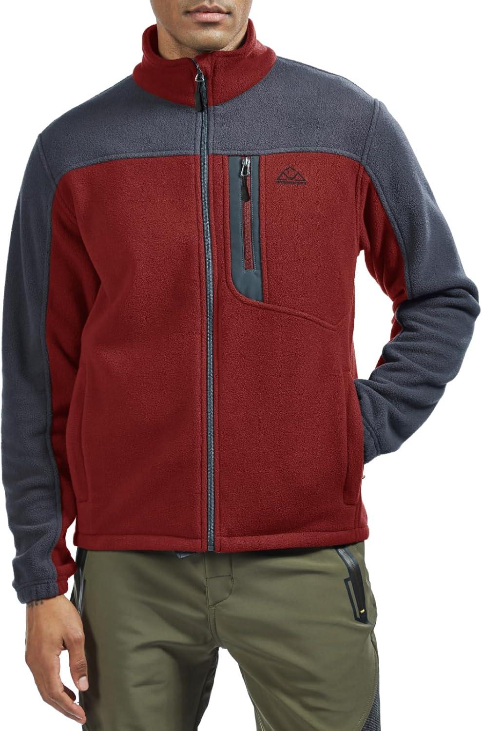 imageTBMPOY Mens Fleece Jackets Lightweight FullZip Fall Jacket Warm Winter Coats Outdoor Hiking with PocketsA5wine RedGray