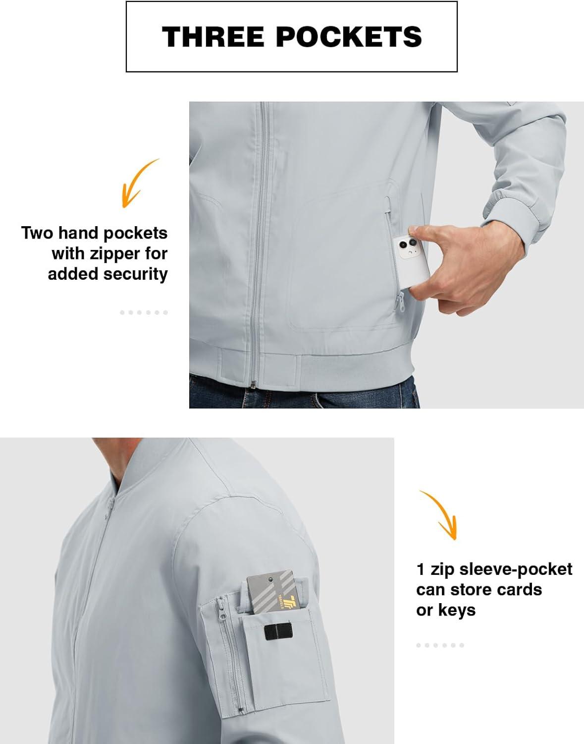 imageTBMPOY Mens Lightweight Bomber Jackets Light Windbreaker Casual Stylish Fall Golf Zip Up Dress Business VarsityA1light Blue