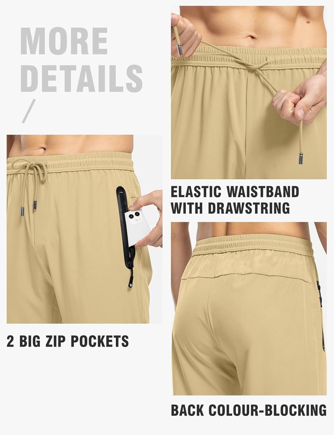 imageTBMPOY Mens Lightweight Hiking Travel Pants Breathable Athletic Fishing Active Joggers Zipper PocketsA14light Khaki