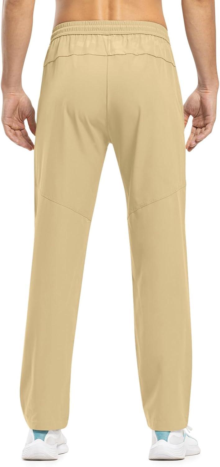 imageTBMPOY Mens Lightweight Hiking Travel Pants Breathable Athletic Fishing Active Joggers Zipper PocketsA14light Khaki