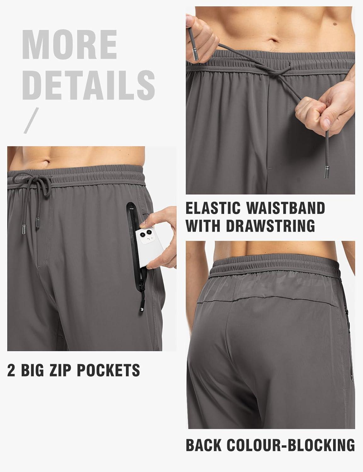imageTBMPOY Mens Lightweight Hiking Travel Pants Breathable Athletic Fishing Active Joggers Zipper PocketsA15steel Gray