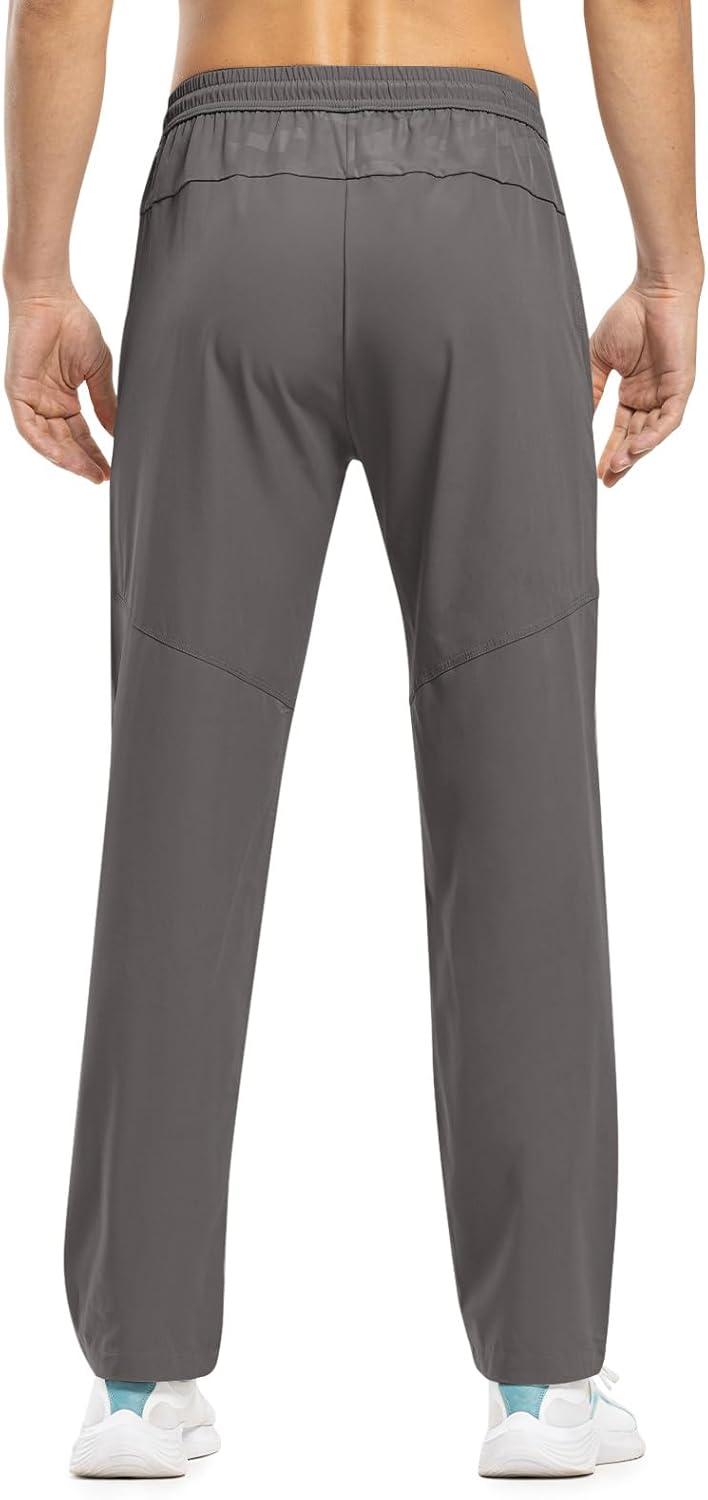 imageTBMPOY Mens Lightweight Hiking Travel Pants Breathable Athletic Fishing Active Joggers Zipper PocketsA15steel Gray