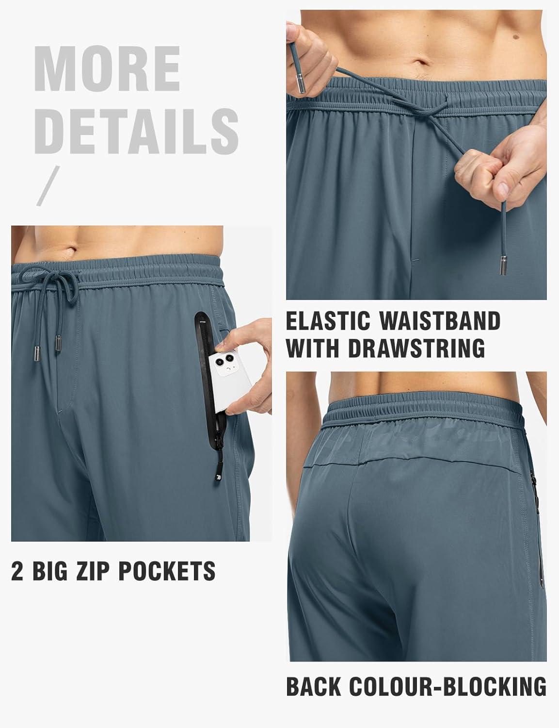 imageTBMPOY Mens Lightweight Hiking Travel Pants Breathable Athletic Fishing Active Joggers Zipper PocketsA16stone Blue