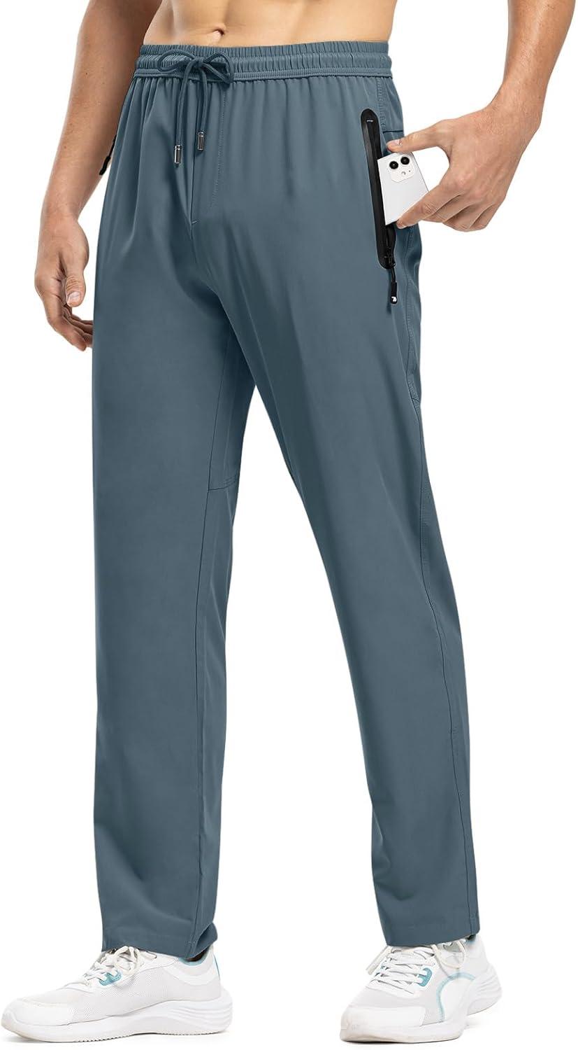 imageTBMPOY Mens Lightweight Hiking Travel Pants Breathable Athletic Fishing Active Joggers Zipper PocketsA16stone Blue