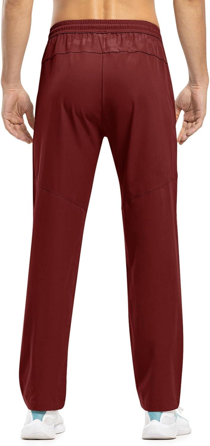 imageTBMPOY Mens Lightweight Hiking Travel Pants Breathable Athletic Fishing Active Joggers Zipper PocketsA17wine Red
