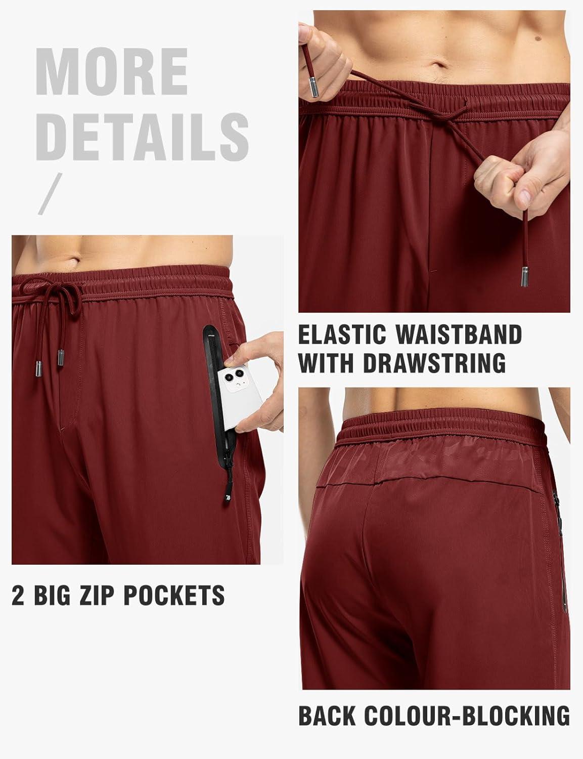 imageTBMPOY Mens Lightweight Hiking Travel Pants Breathable Athletic Fishing Active Joggers Zipper PocketsA17wine Red