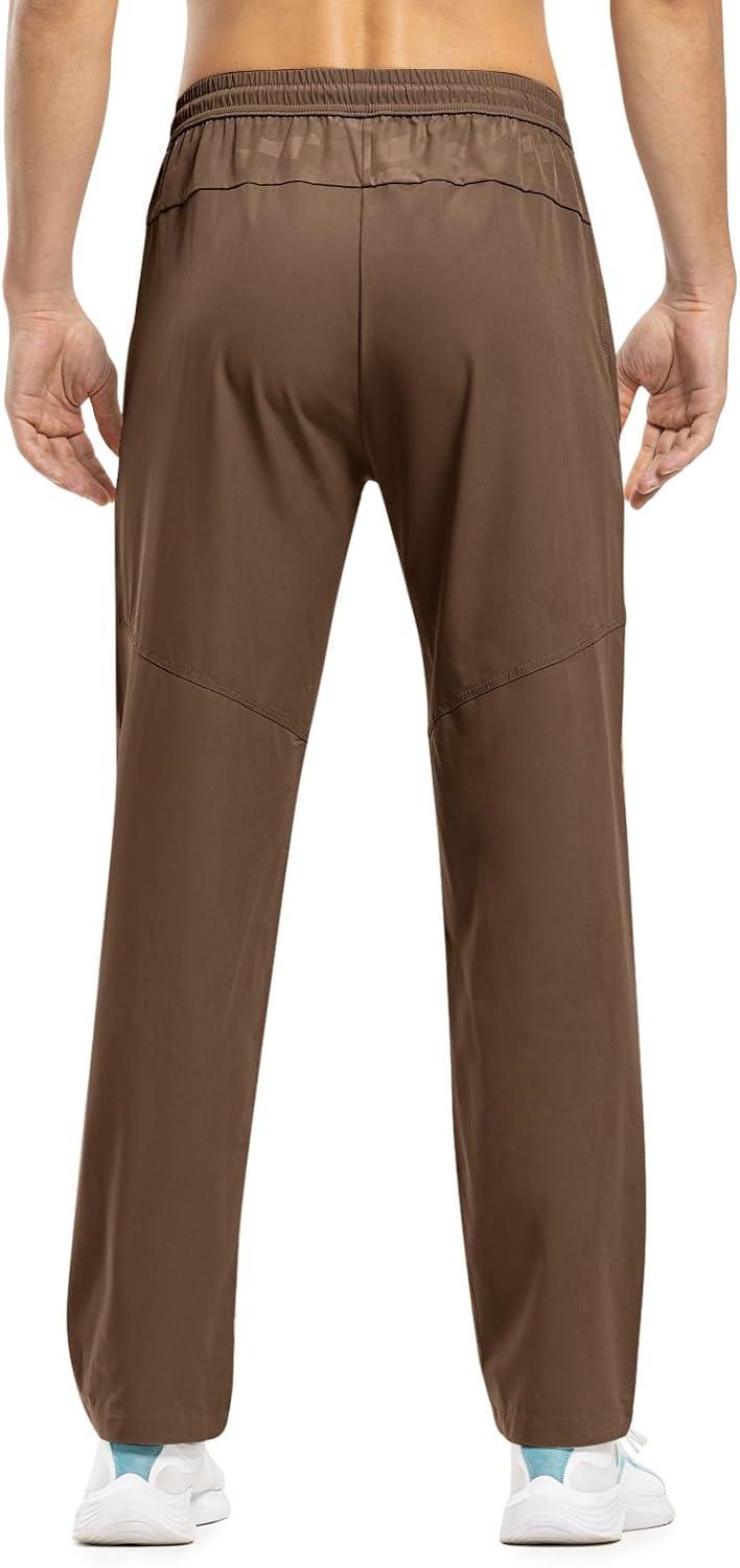 imageTBMPOY Mens Lightweight Hiking Travel Pants Breathable Athletic Fishing Active Joggers Zipper PocketsA18brown