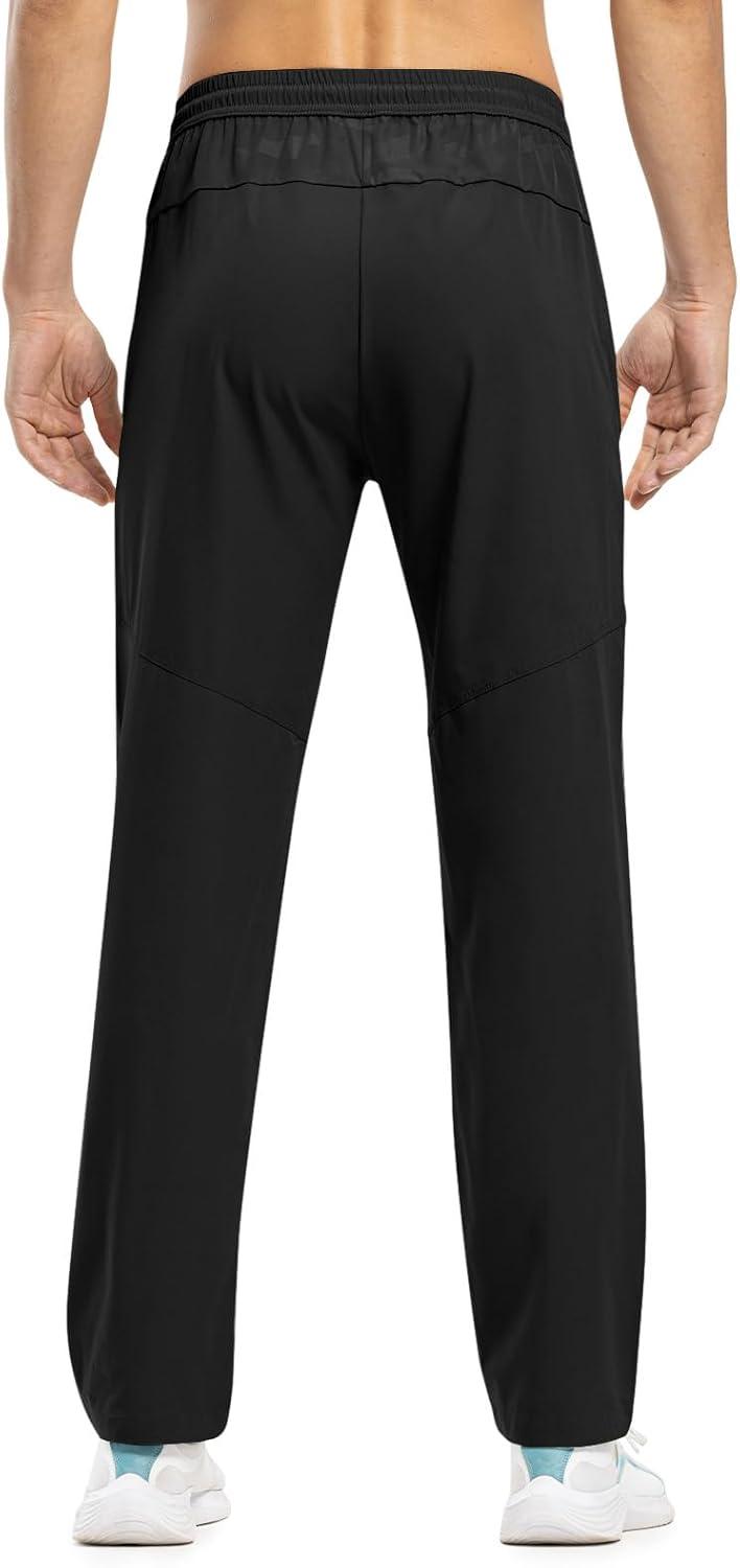 imageTBMPOY Mens Lightweight Hiking Travel Pants Breathable Athletic Fishing Active Joggers Zipper PocketsA1black