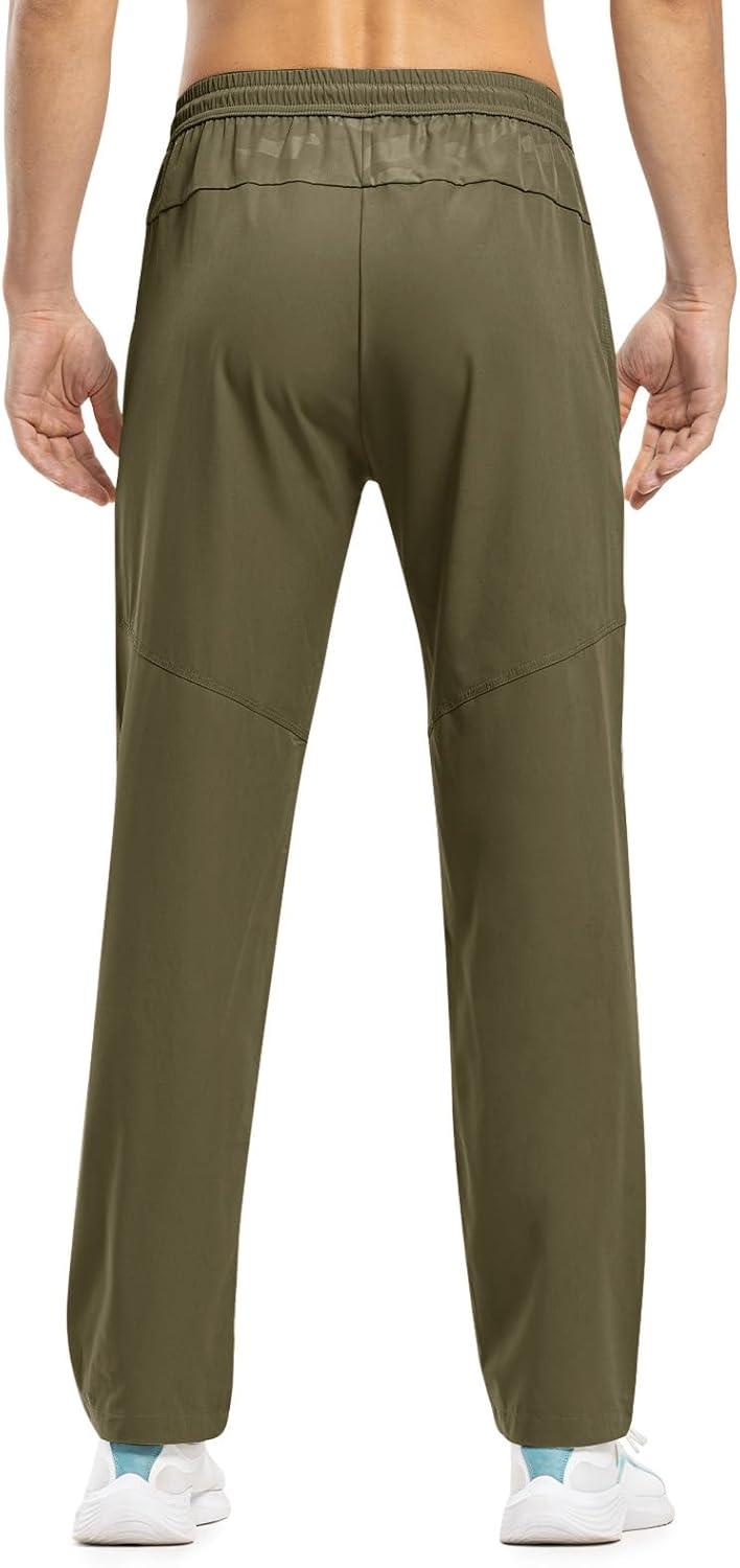 imageTBMPOY Mens Lightweight Hiking Travel Pants Breathable Athletic Fishing Active Joggers Zipper PocketsA20olive Green