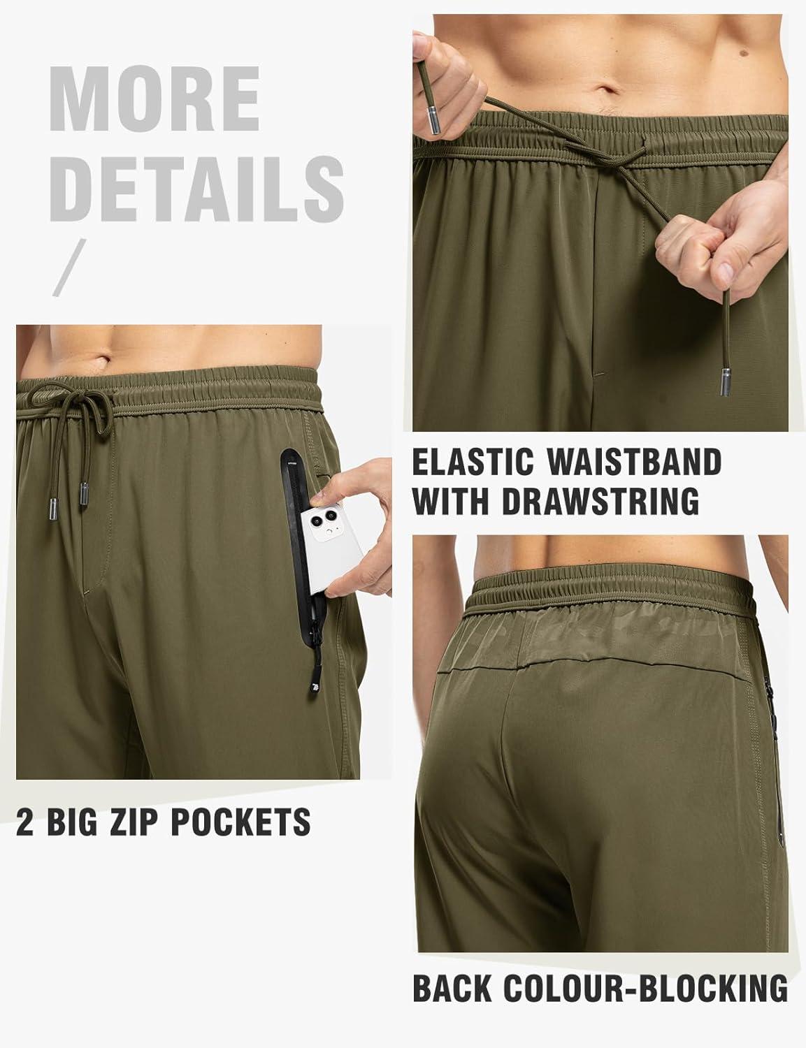 imageTBMPOY Mens Lightweight Hiking Travel Pants Breathable Athletic Fishing Active Joggers Zipper PocketsA20olive Green