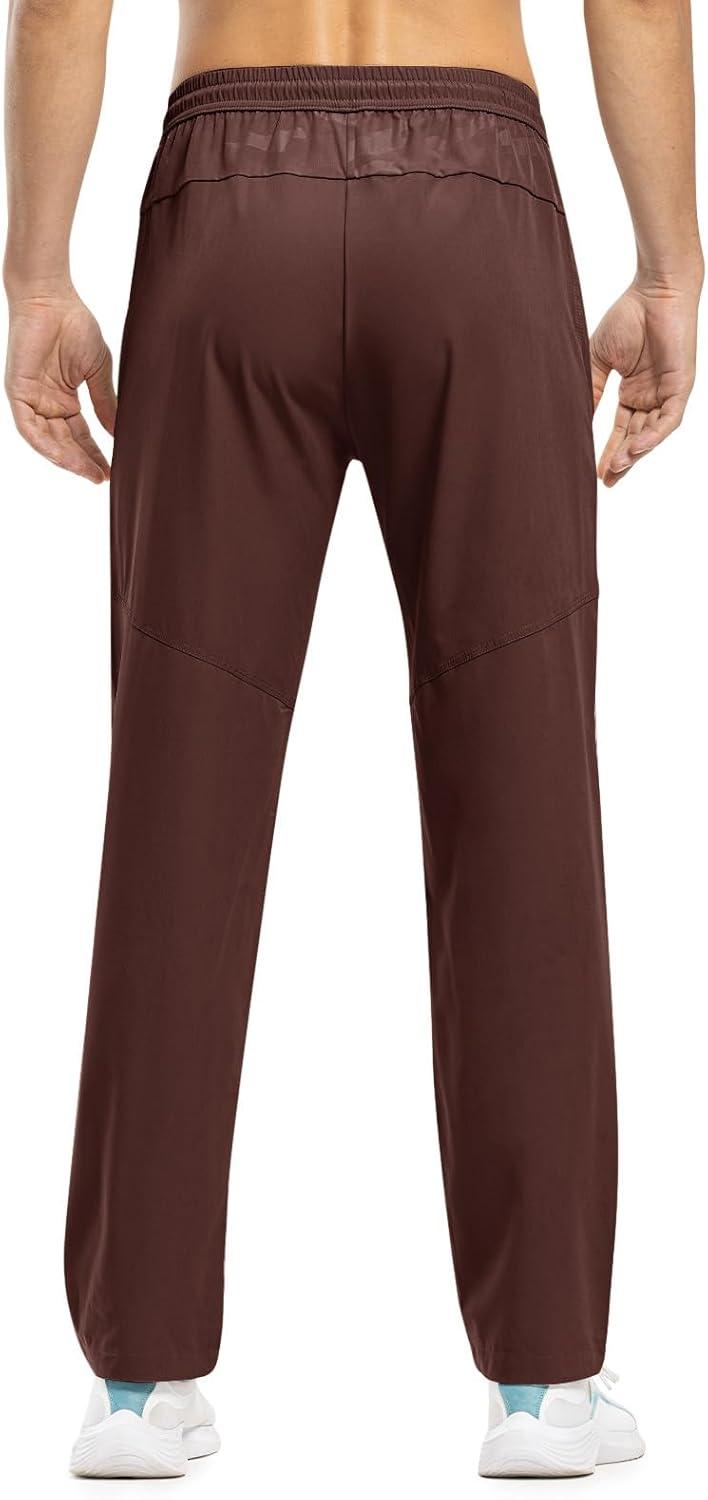 imageTBMPOY Mens Lightweight Hiking Travel Pants Breathable Athletic Fishing Active Joggers Zipper PocketsA21dark Brown