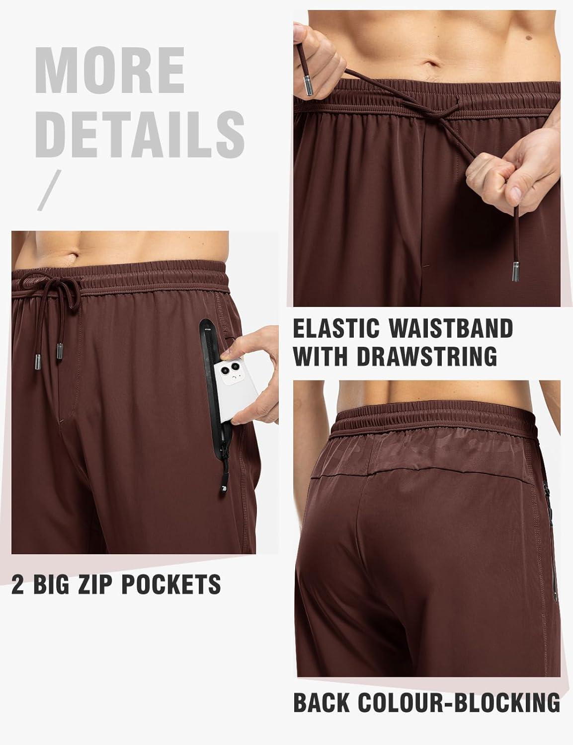 imageTBMPOY Mens Lightweight Hiking Travel Pants Breathable Athletic Fishing Active Joggers Zipper PocketsA21dark Brown