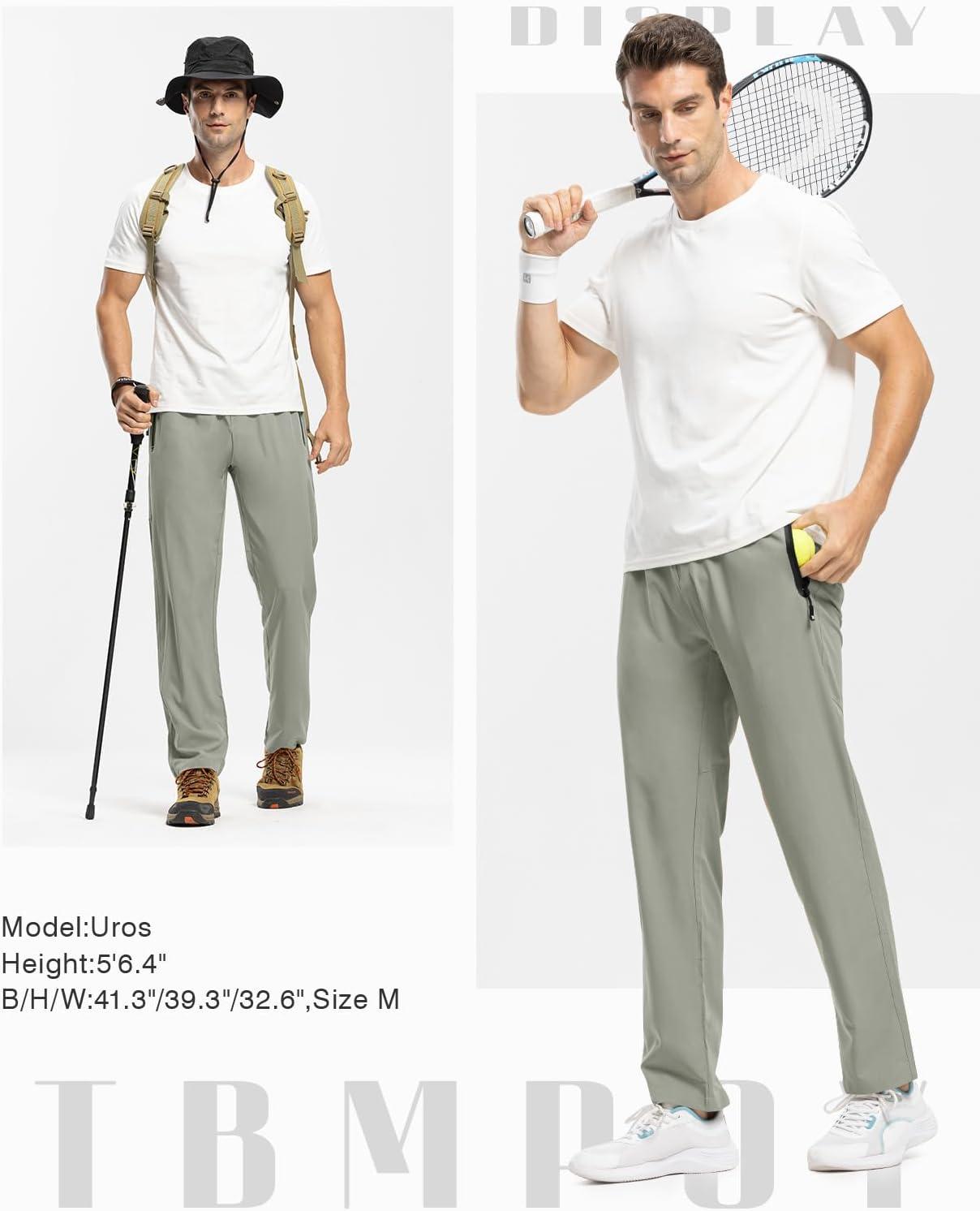 imageTBMPOY Mens Lightweight Hiking Travel Pants Breathable Athletic Fishing Active Joggers Zipper PocketsA22medium Grey