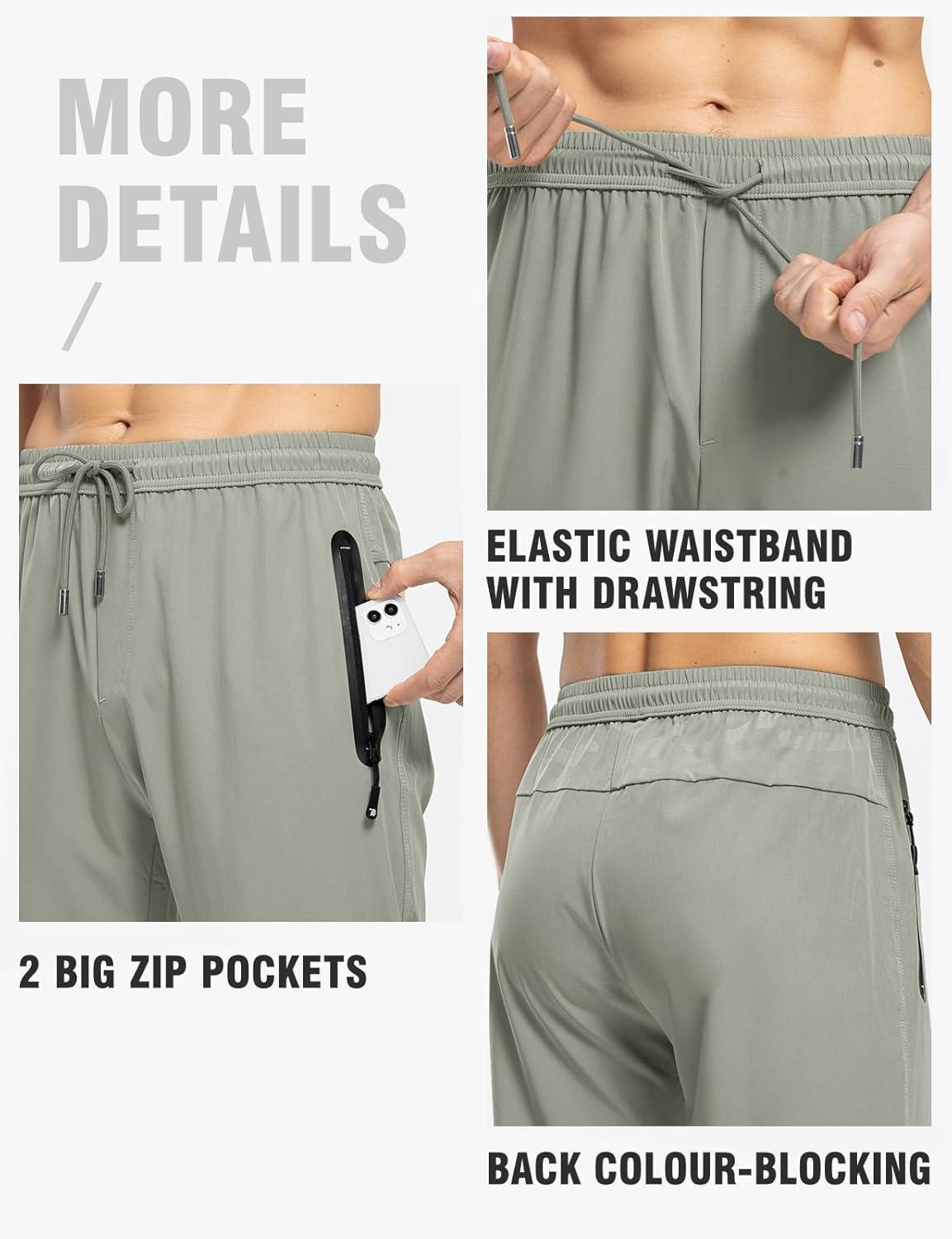 imageTBMPOY Mens Lightweight Hiking Travel Pants Breathable Athletic Fishing Active Joggers Zipper PocketsA22medium Grey