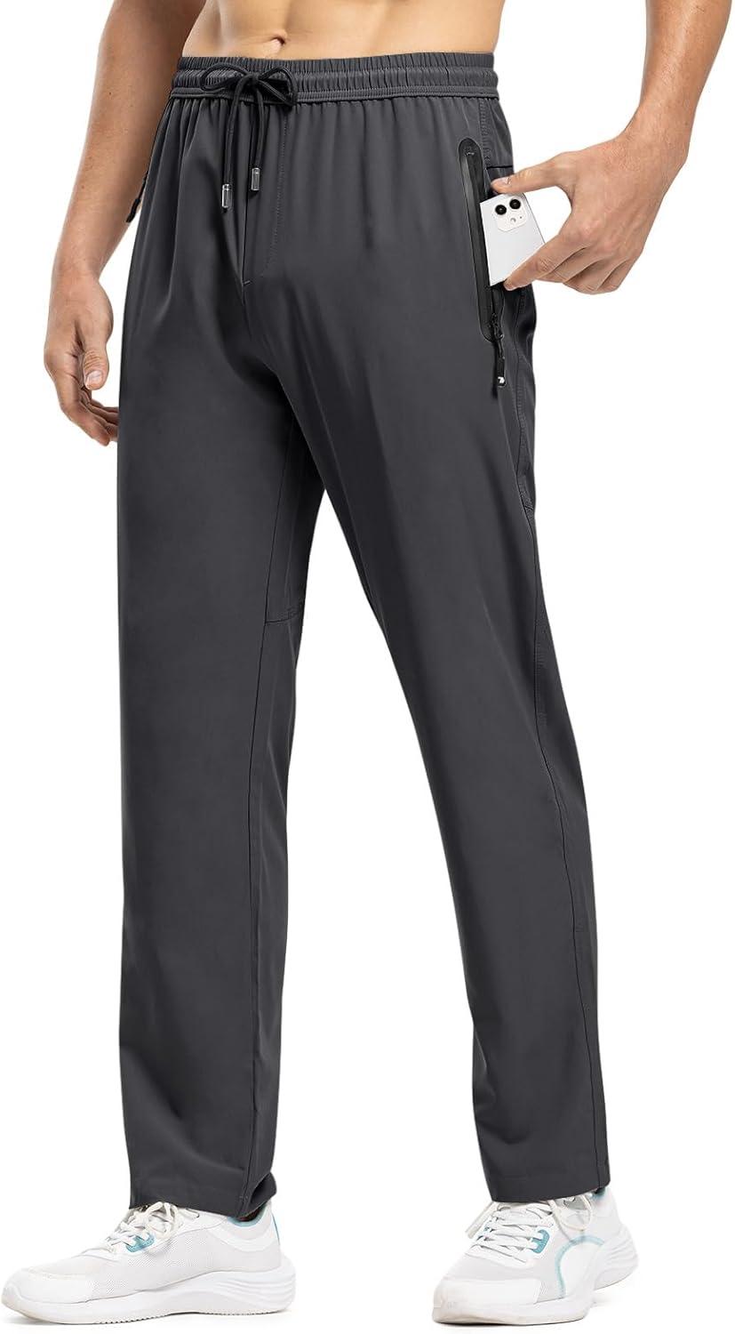 imageTBMPOY Mens Lightweight Hiking Travel Pants Breathable Athletic Fishing Active Joggers Zipper PocketsA2dark Grey