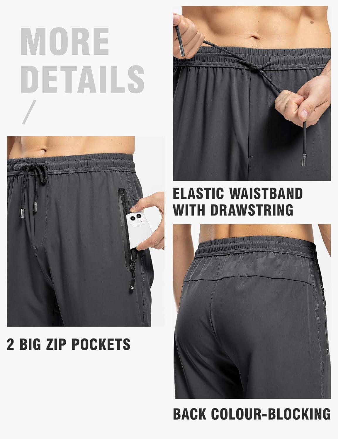 imageTBMPOY Mens Lightweight Hiking Travel Pants Breathable Athletic Fishing Active Joggers Zipper PocketsA2dark Grey
