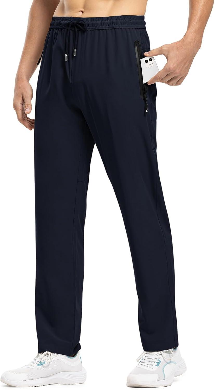 imageTBMPOY Mens Lightweight Hiking Travel Pants Breathable Athletic Fishing Active Joggers Zipper PocketsA3navy
