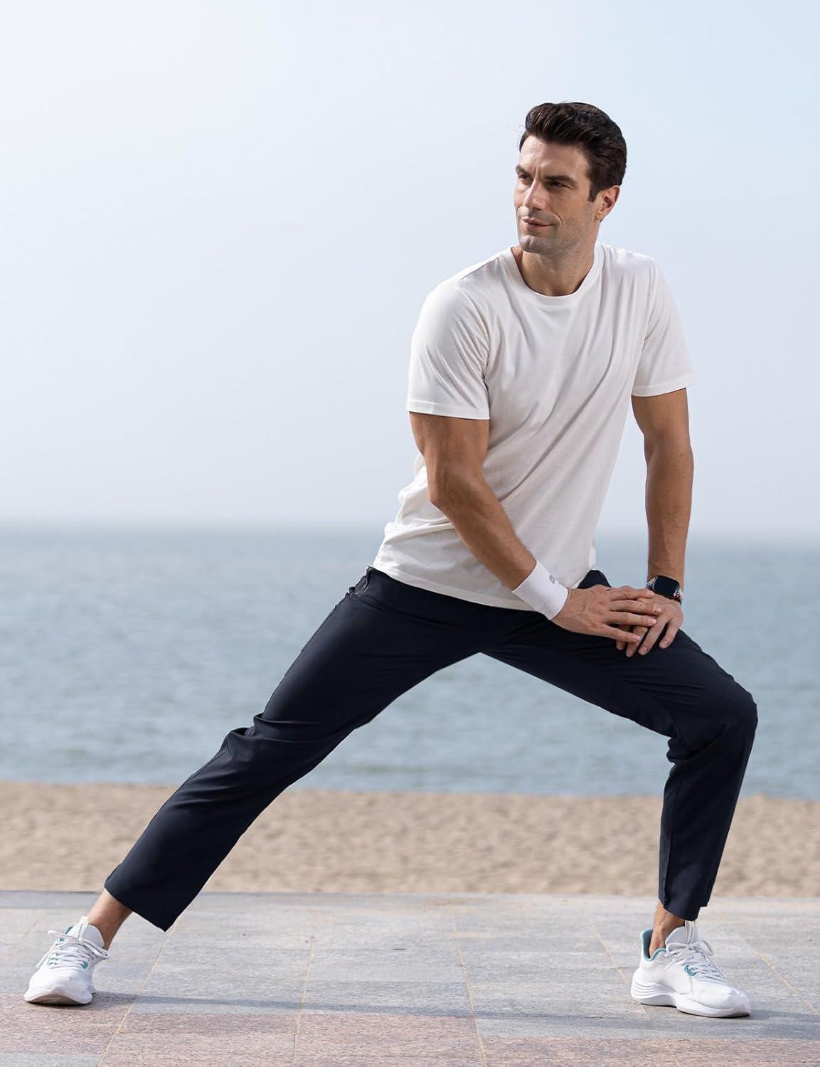 imageTBMPOY Mens Lightweight Hiking Travel Pants Breathable Athletic Fishing Active Joggers Zipper PocketsA3navy