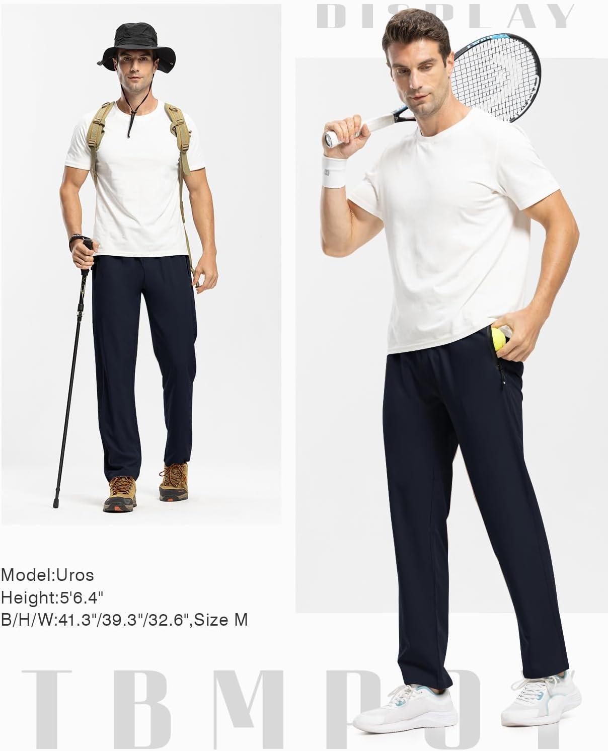 imageTBMPOY Mens Lightweight Hiking Travel Pants Breathable Athletic Fishing Active Joggers Zipper PocketsA3navy