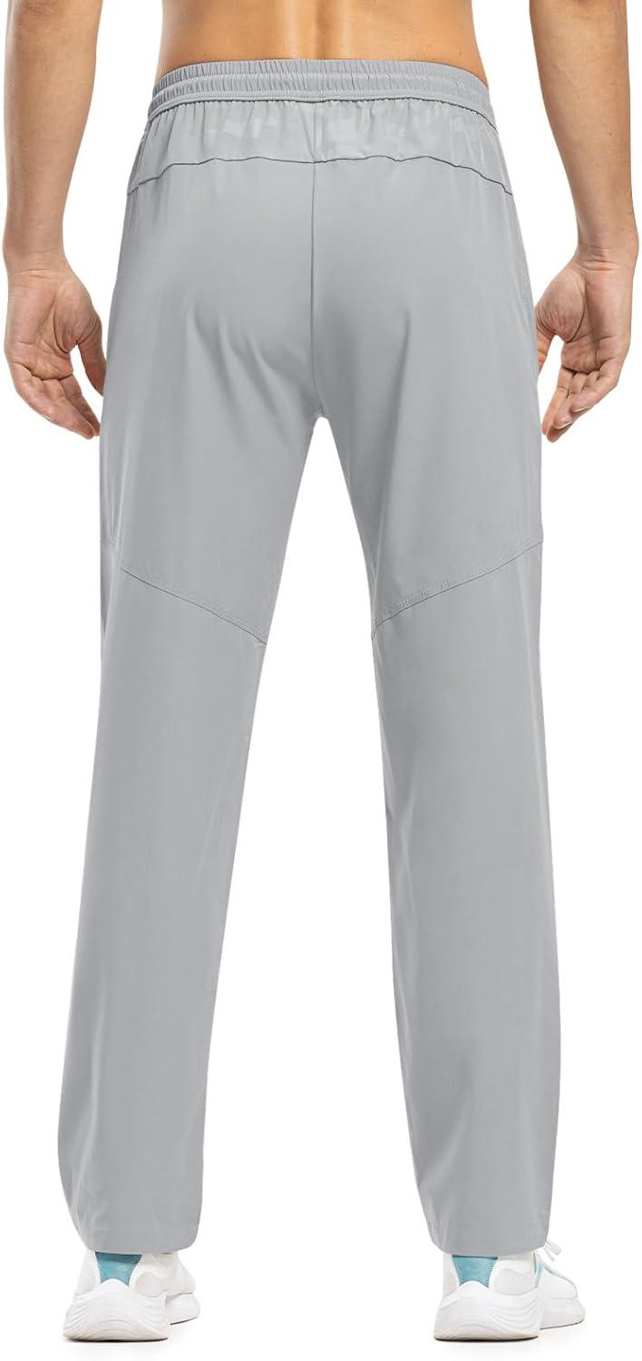 imageTBMPOY Mens Lightweight Hiking Travel Pants Breathable Athletic Fishing Active Joggers Zipper PocketsA5light Grey