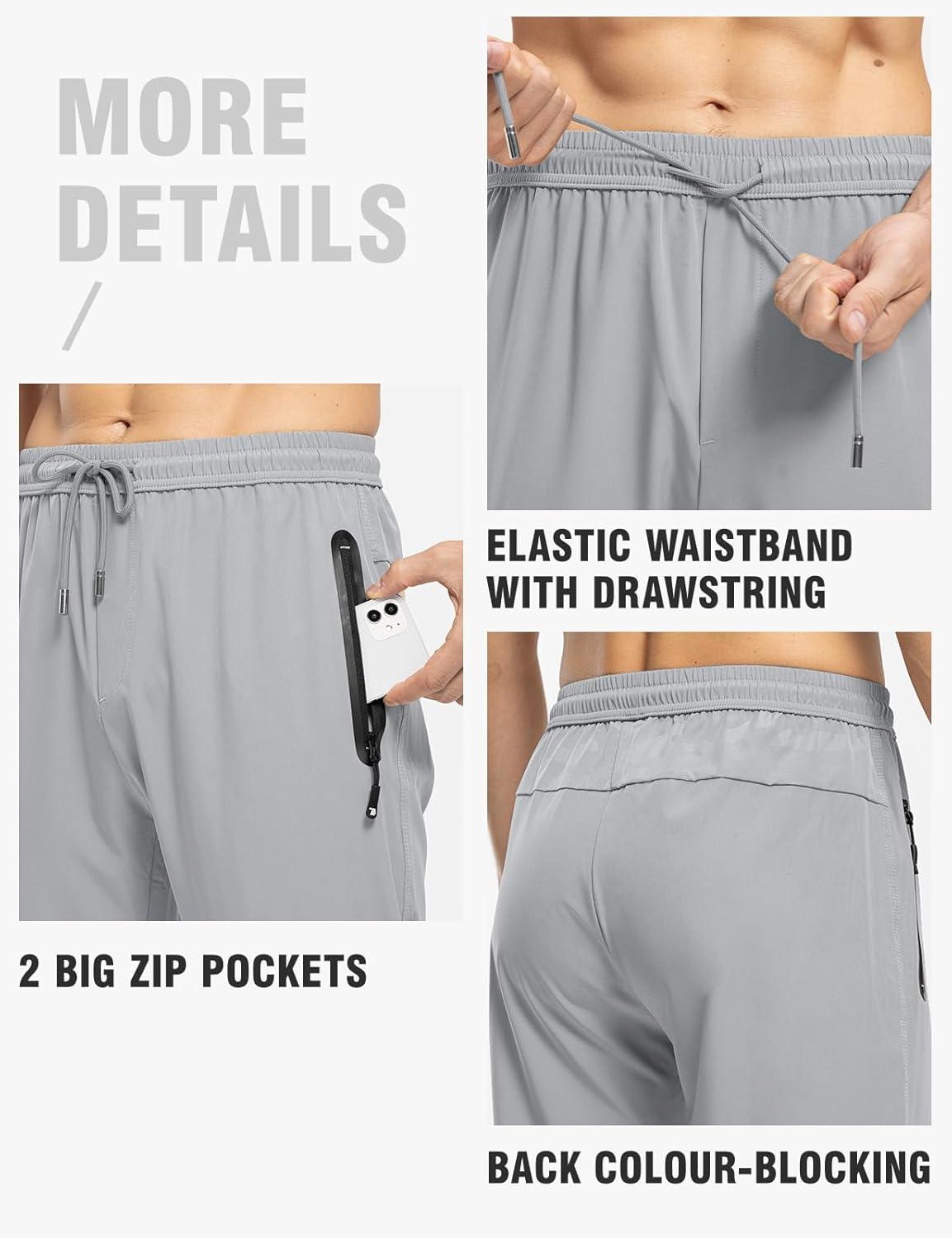 imageTBMPOY Mens Lightweight Hiking Travel Pants Breathable Athletic Fishing Active Joggers Zipper PocketsA5light Grey