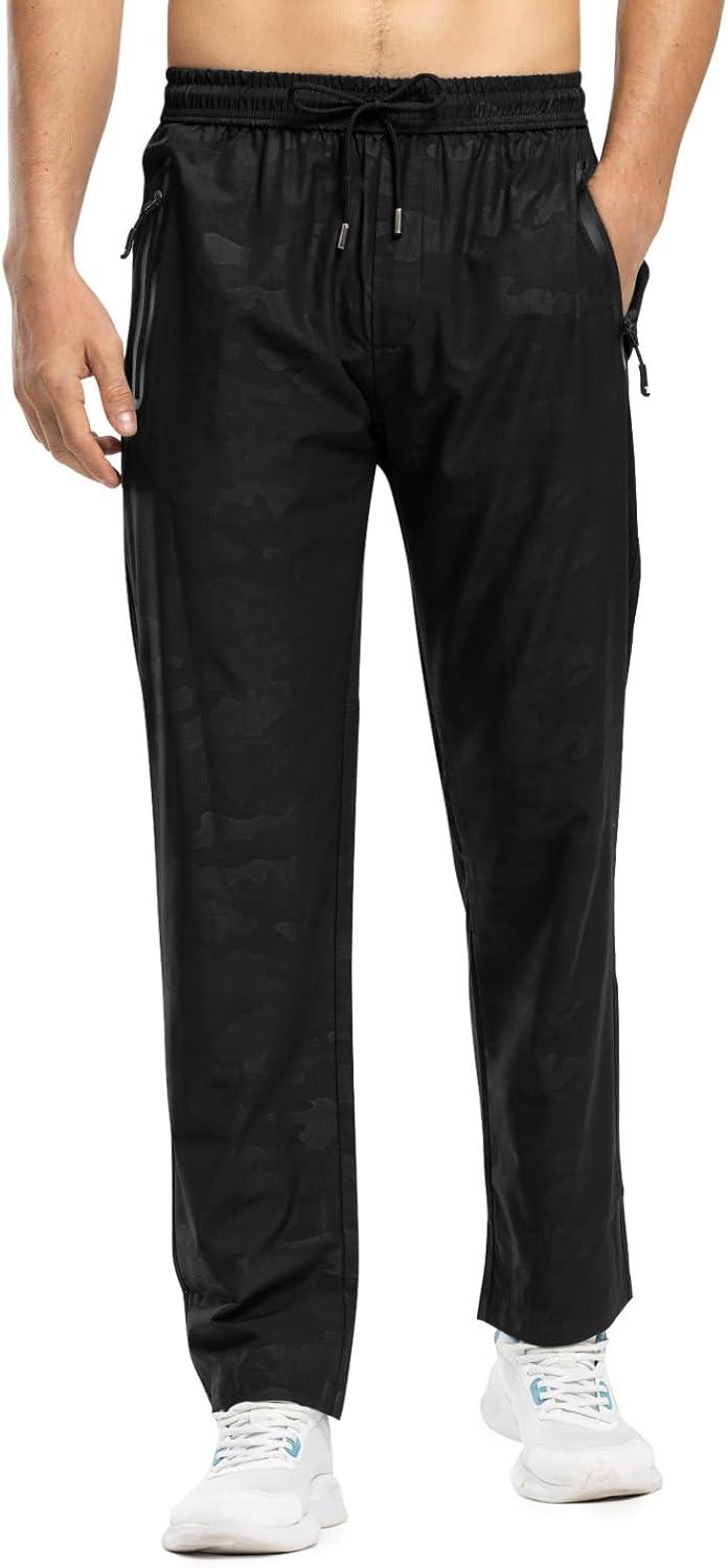 imageTBMPOY Mens Lightweight Hiking Travel Pants Breathable Athletic Fishing Active Joggers Zipper PocketsA6camo