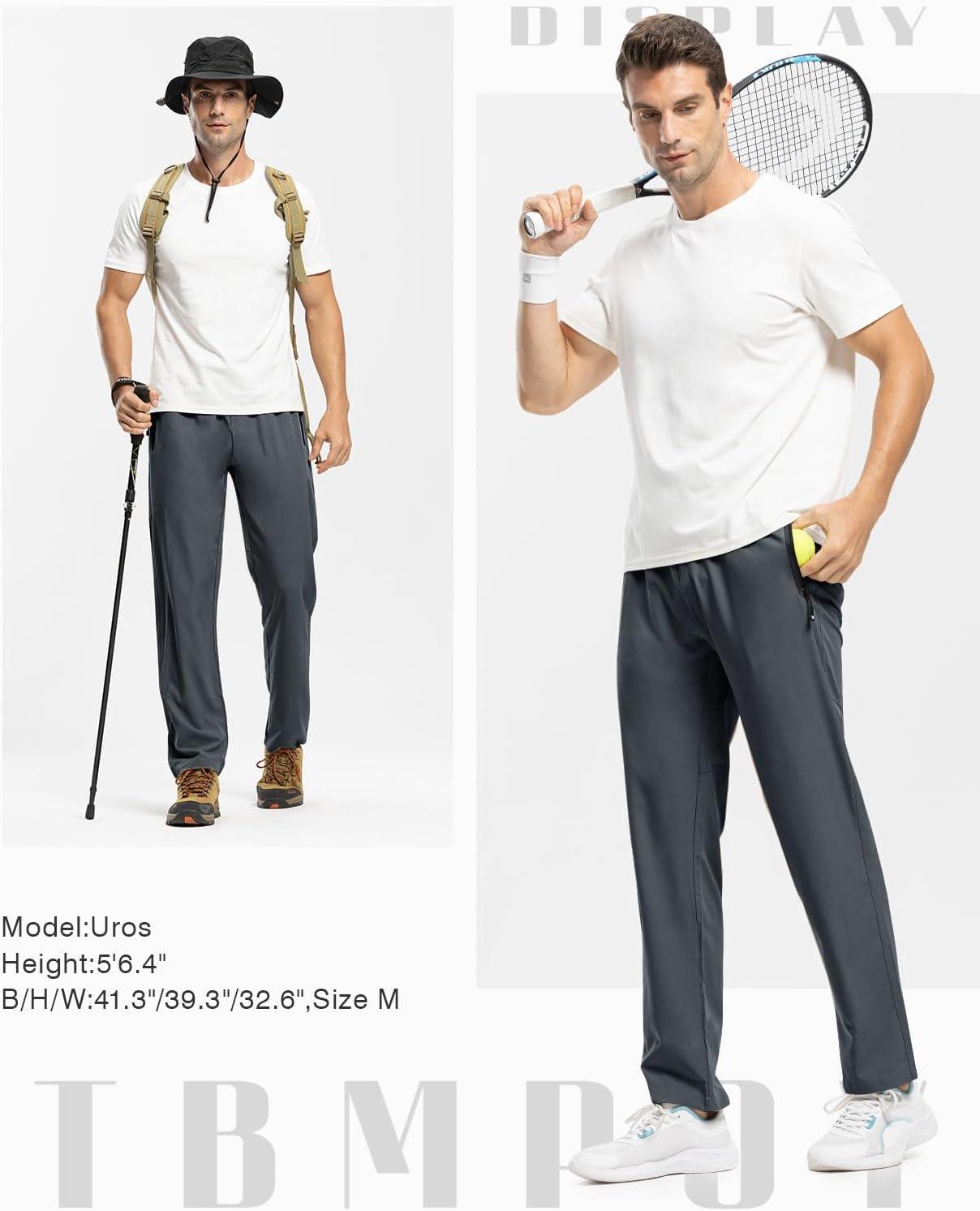 imageTBMPOY Mens Lightweight Hiking Travel Pants Breathable Athletic Fishing Active Joggers Zipper PocketsA7cool Grey
