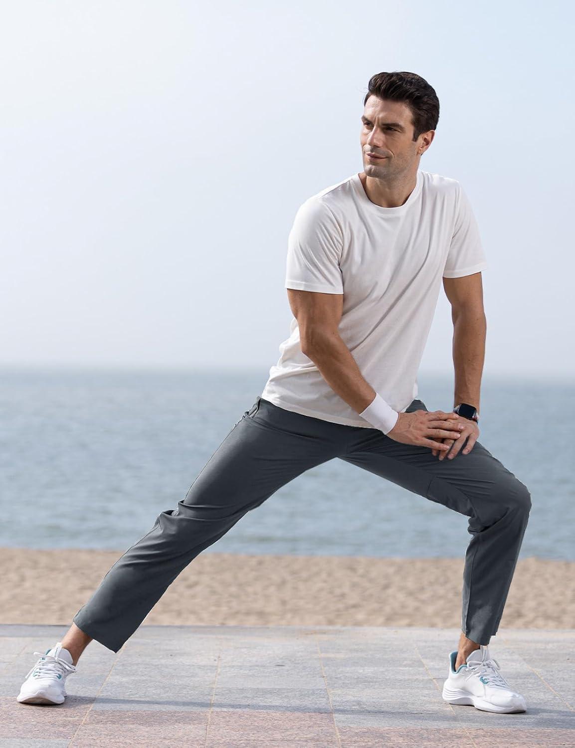 imageTBMPOY Mens Lightweight Hiking Travel Pants Breathable Athletic Fishing Active Joggers Zipper PocketsA7cool Grey
