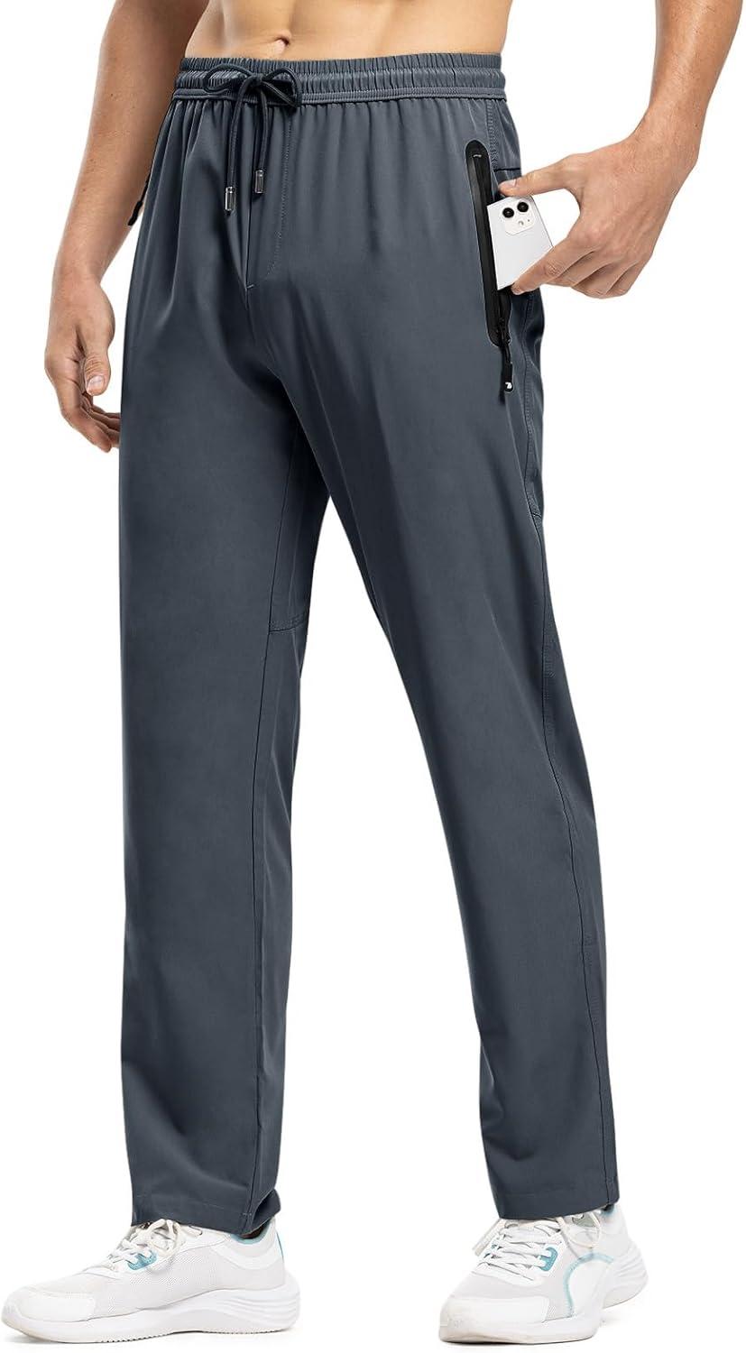 imageTBMPOY Mens Lightweight Hiking Travel Pants Breathable Athletic Fishing Active Joggers Zipper PocketsA7cool Grey