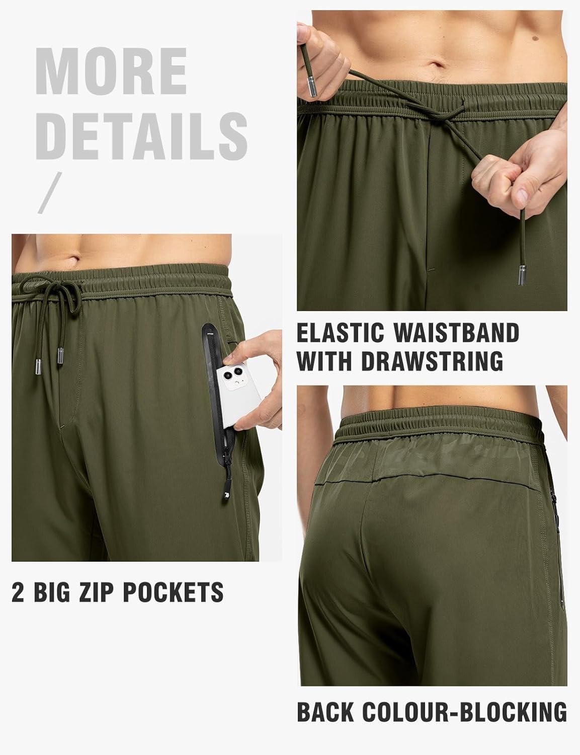 imageTBMPOY Mens Lightweight Hiking Travel Pants Breathable Athletic Fishing Active Joggers Zipper PocketsA8green