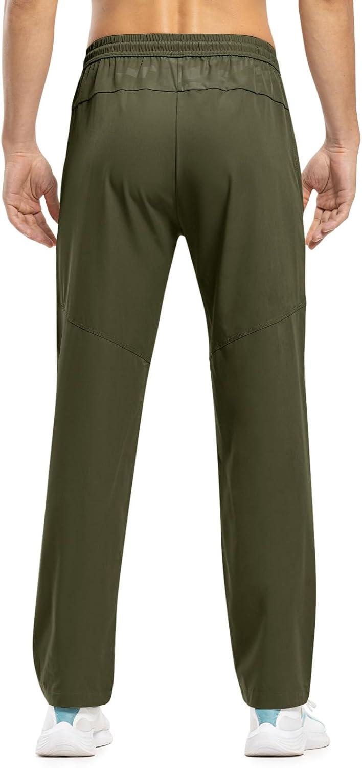 imageTBMPOY Mens Lightweight Hiking Travel Pants Breathable Athletic Fishing Active Joggers Zipper PocketsA8green