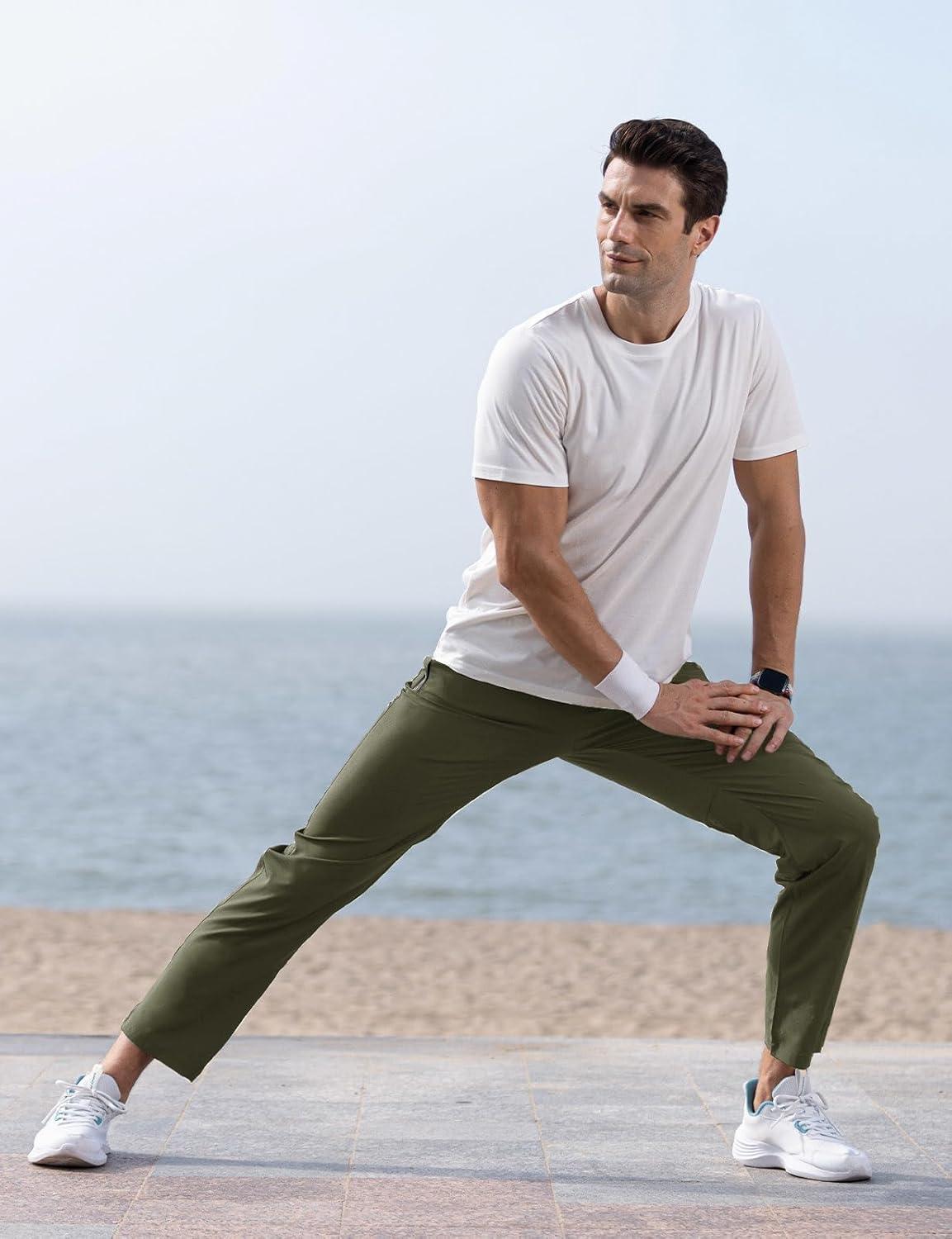 imageTBMPOY Mens Lightweight Hiking Travel Pants Breathable Athletic Fishing Active Joggers Zipper PocketsA8green