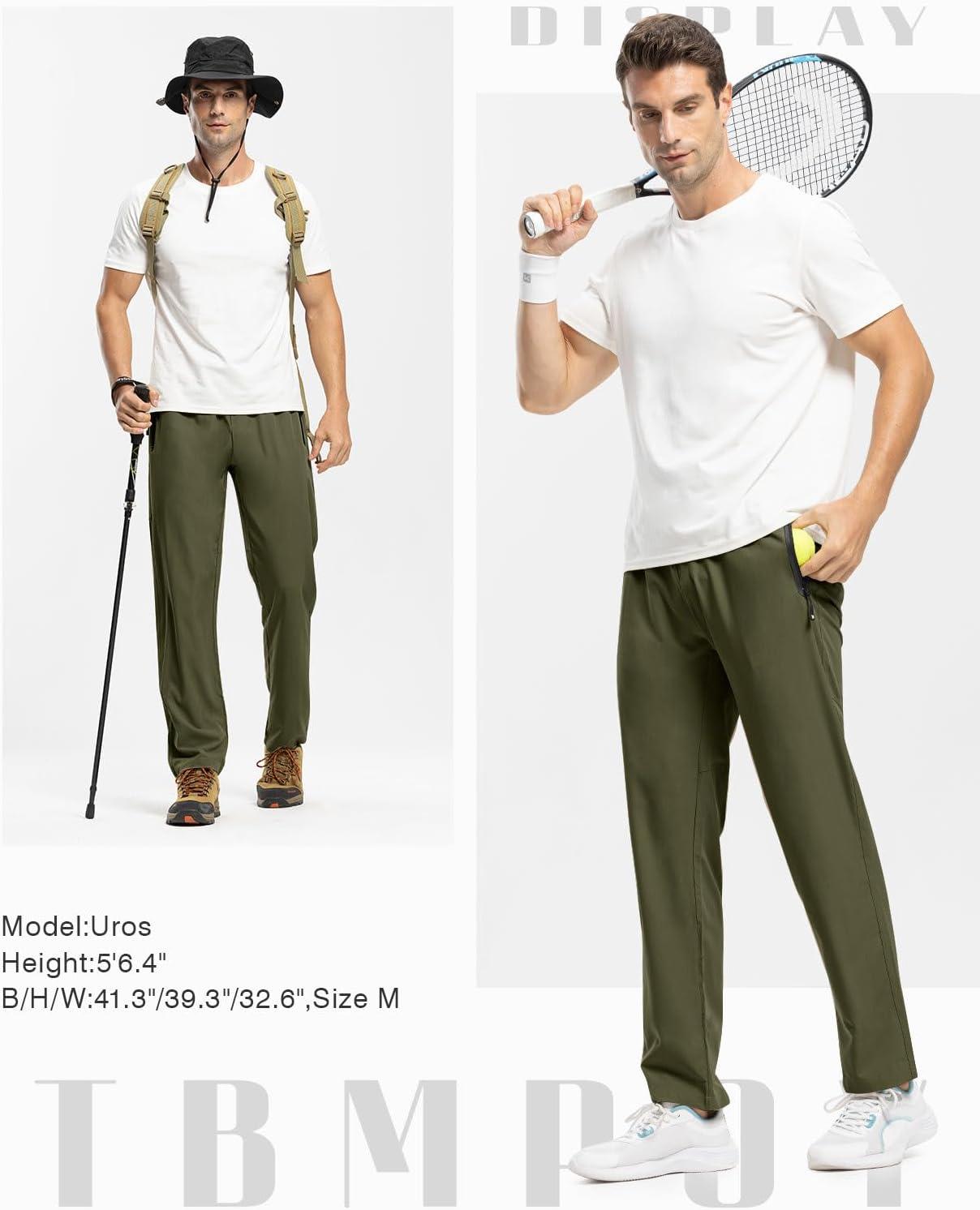 imageTBMPOY Mens Lightweight Hiking Travel Pants Breathable Athletic Fishing Active Joggers Zipper PocketsA8green