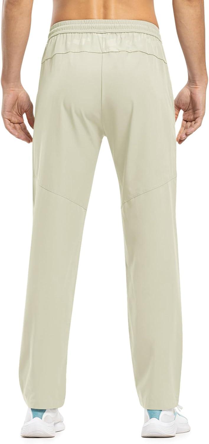 imageTBMPOY Mens Lightweight Hiking Travel Pants Breathable Athletic Fishing Active Joggers Zipper PocketsB13cream