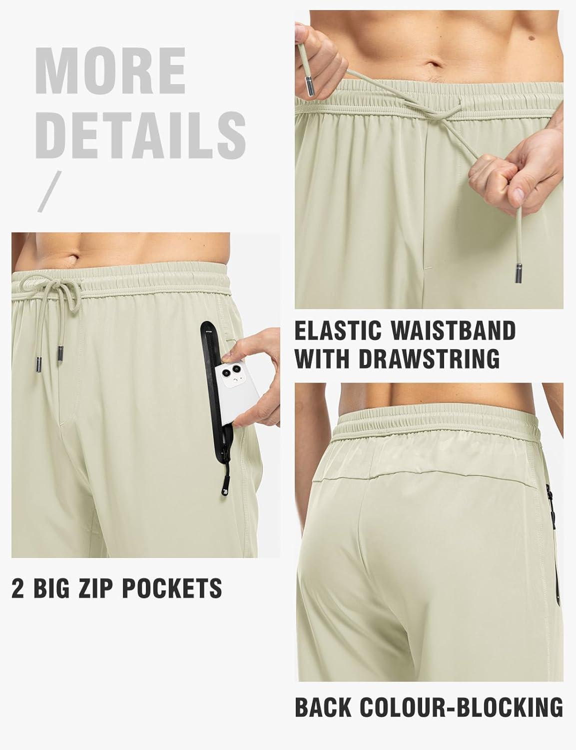 imageTBMPOY Mens Lightweight Hiking Travel Pants Breathable Athletic Fishing Active Joggers Zipper PocketsB13cream