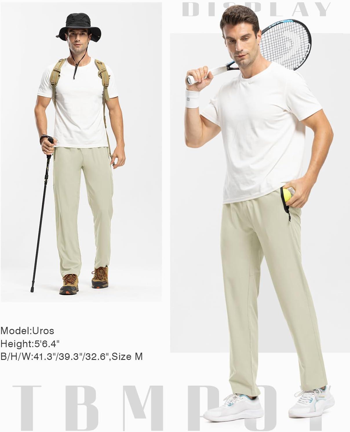 imageTBMPOY Mens Lightweight Hiking Travel Pants Breathable Athletic Fishing Active Joggers Zipper PocketsB13cream