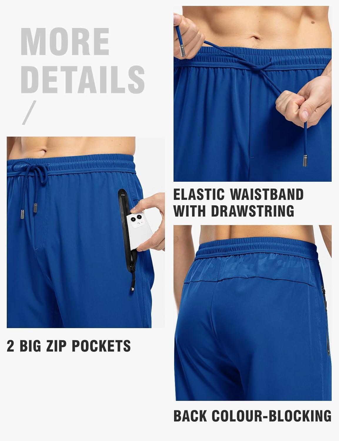 imageTBMPOY Mens Lightweight Hiking Travel Pants Breathable Athletic Fishing Active Joggers Zipper PocketsB9royal Blue