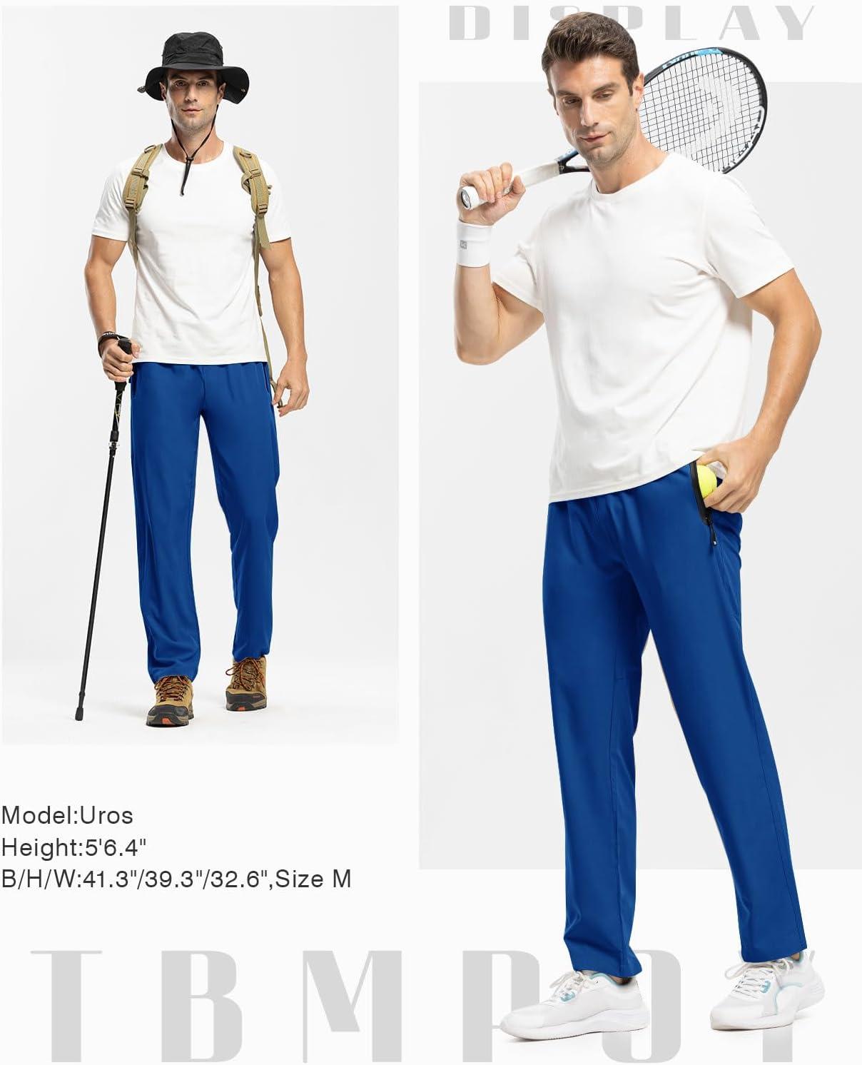 imageTBMPOY Mens Lightweight Hiking Travel Pants Breathable Athletic Fishing Active Joggers Zipper PocketsB9royal Blue