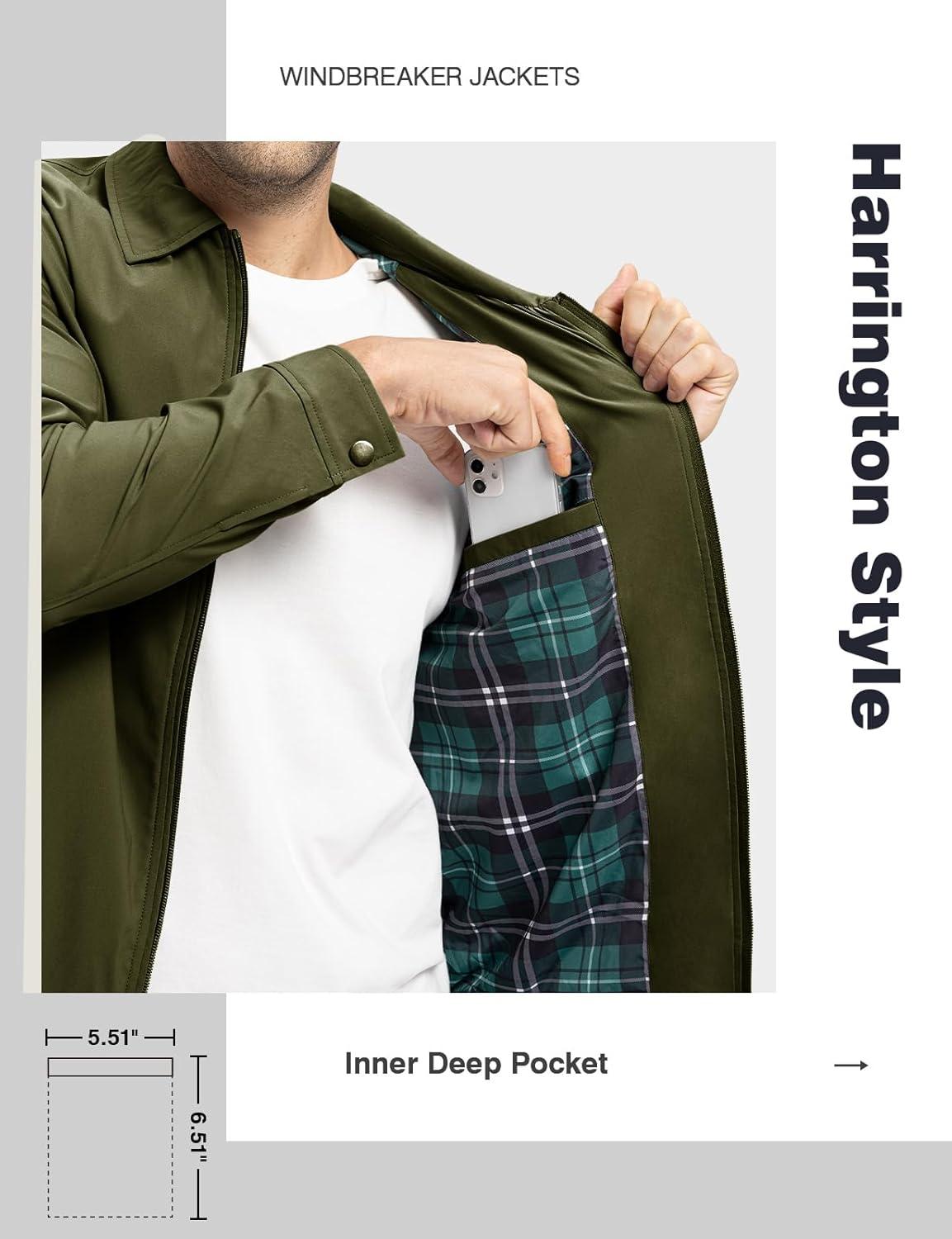 imageTBMPOY Mens Lightweight Jackets Casual Windbreaker Stylish Light Fall Spring Golf Work Dress BusinessArmy Green