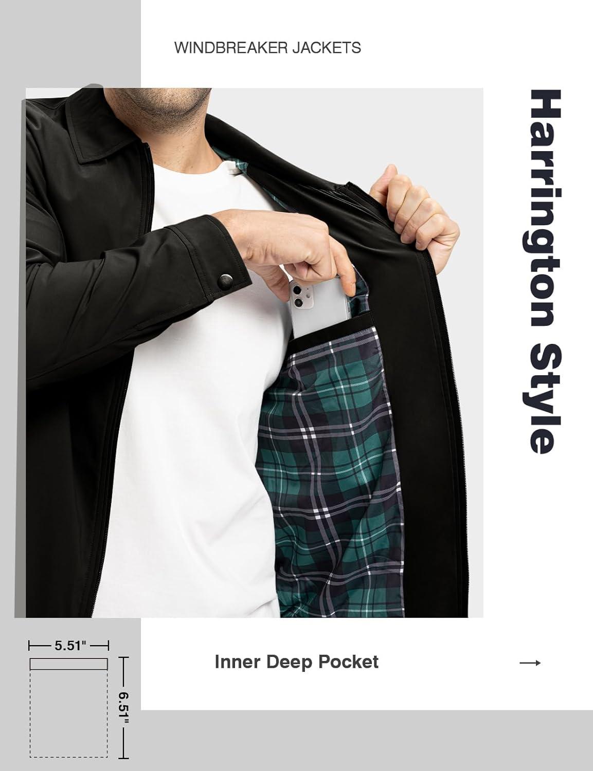 imageTBMPOY Mens Lightweight Jackets Casual Windbreaker Stylish Light Fall Spring Golf Work Dress BusinessBlack