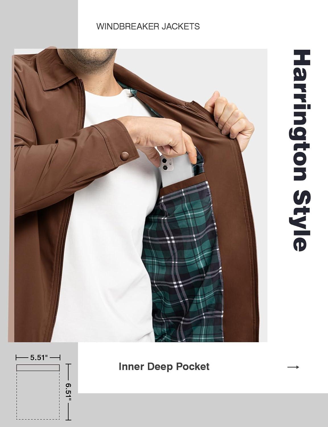 imageTBMPOY Mens Lightweight Jackets Casual Windbreaker Stylish Light Fall Spring Golf Work Dress BusinessBrown
